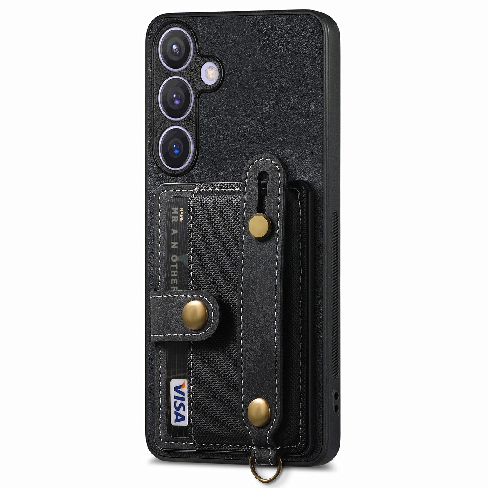 D9 For Samsung Galaxy S24 Kickstand Case Leather+TPU+PC Card Holder Phone Cover