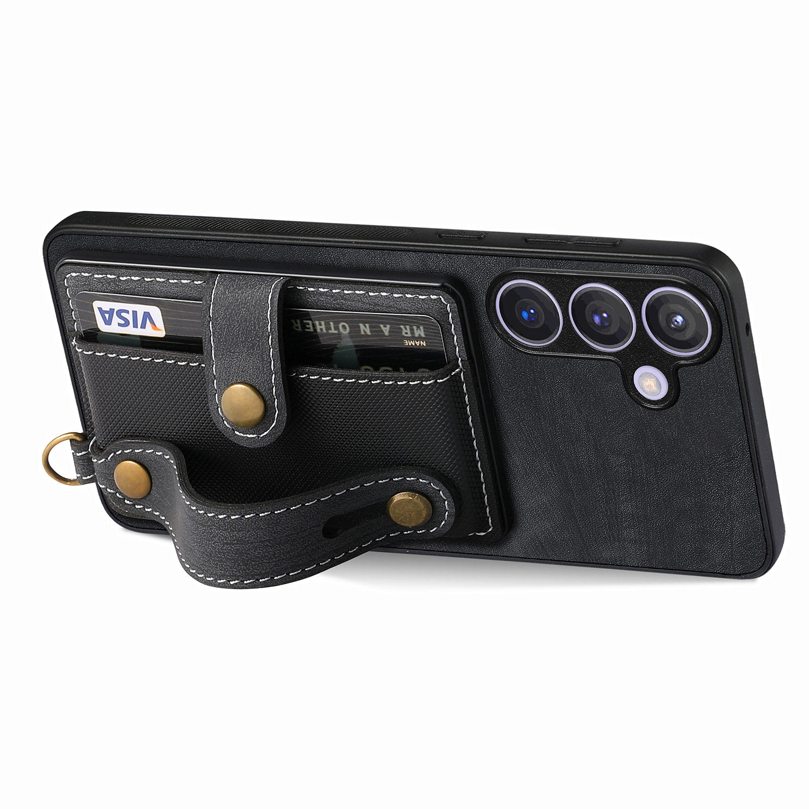 D9 For Samsung Galaxy S24 Kickstand Case Leather+TPU+PC Card Holder Phone Cover