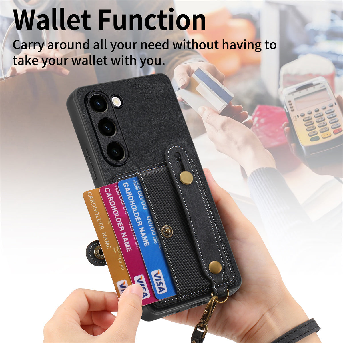 D9 For Samsung Galaxy S23+ Card Slot Case Retro Texture PU+TPU+PC Phone Cover