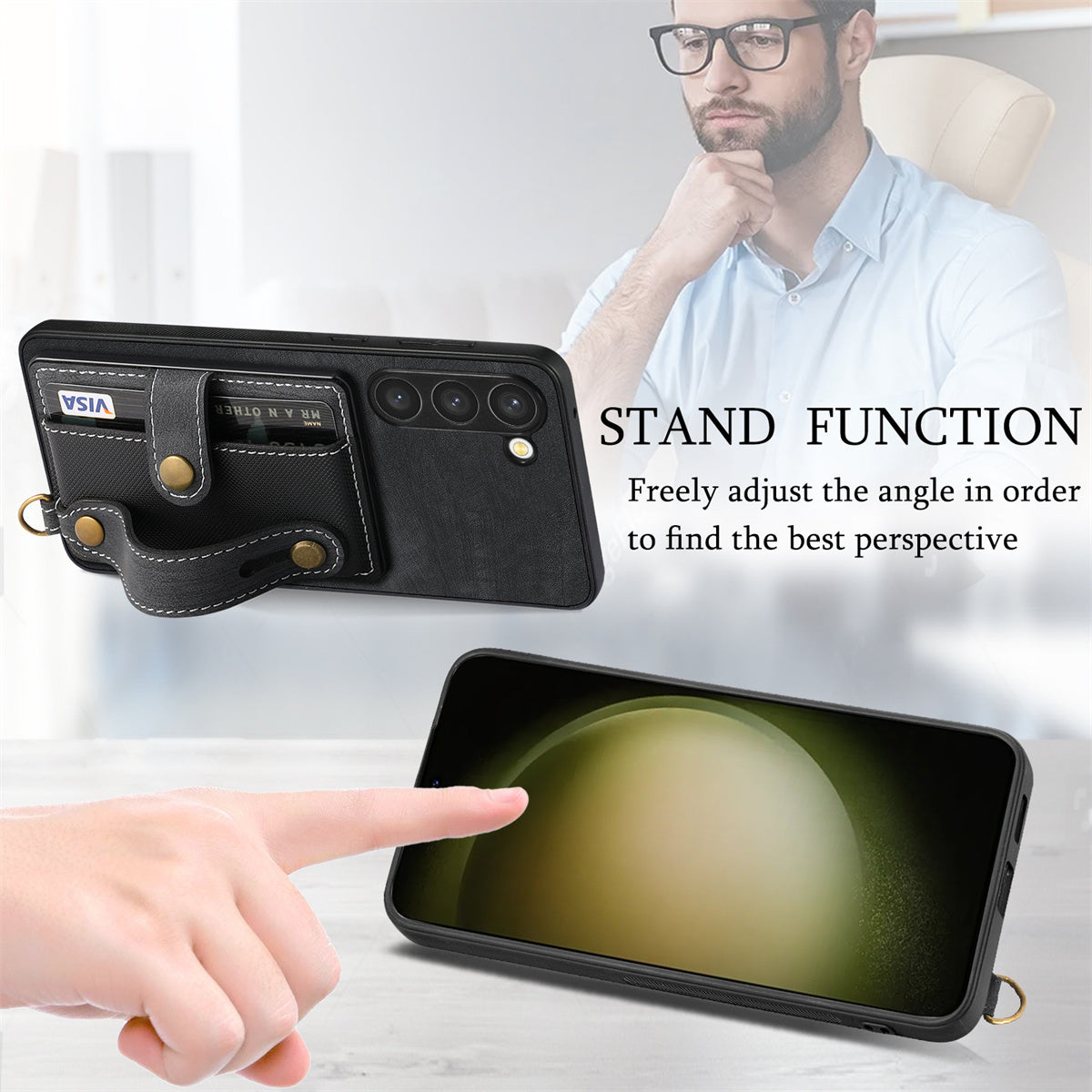 D9 For Samsung Galaxy S23+ Card Slot Case Retro Texture PU+TPU+PC Phone Cover