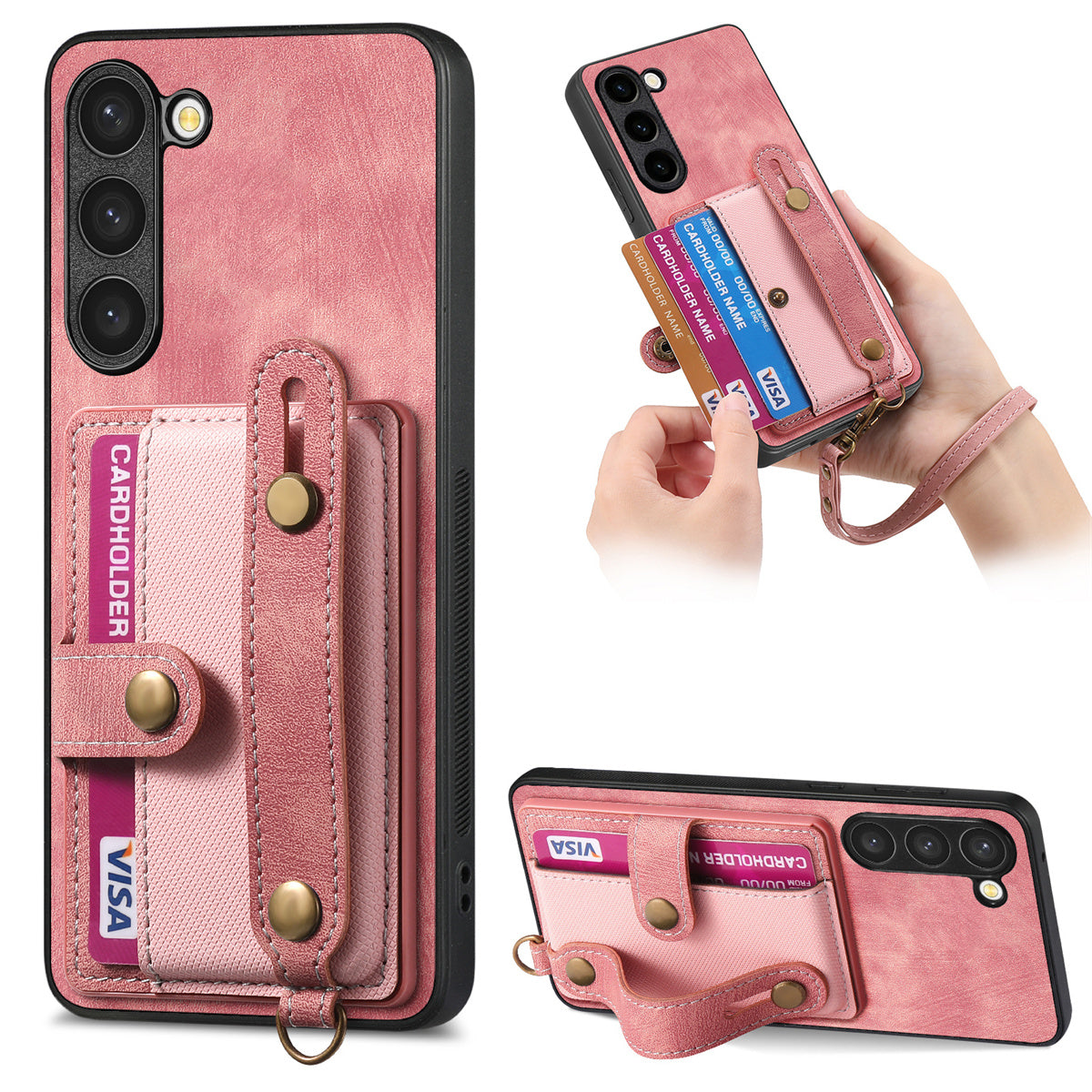 D9 For Samsung Galaxy S23+ Card Slot Case Retro Texture PU+TPU+PC Phone Cover