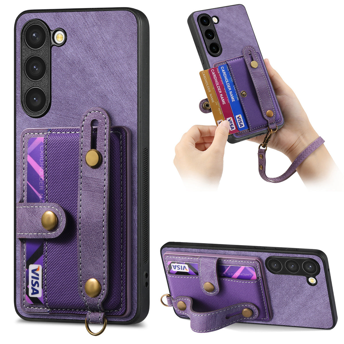 D9 For Samsung Galaxy S23+ Card Slot Case Retro Texture PU+TPU+PC Phone Cover
