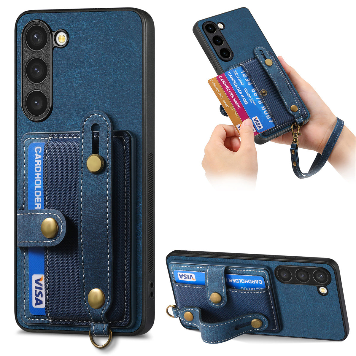 D9 For Samsung Galaxy S23+ Card Slot Case Retro Texture PU+TPU+PC Phone Cover
