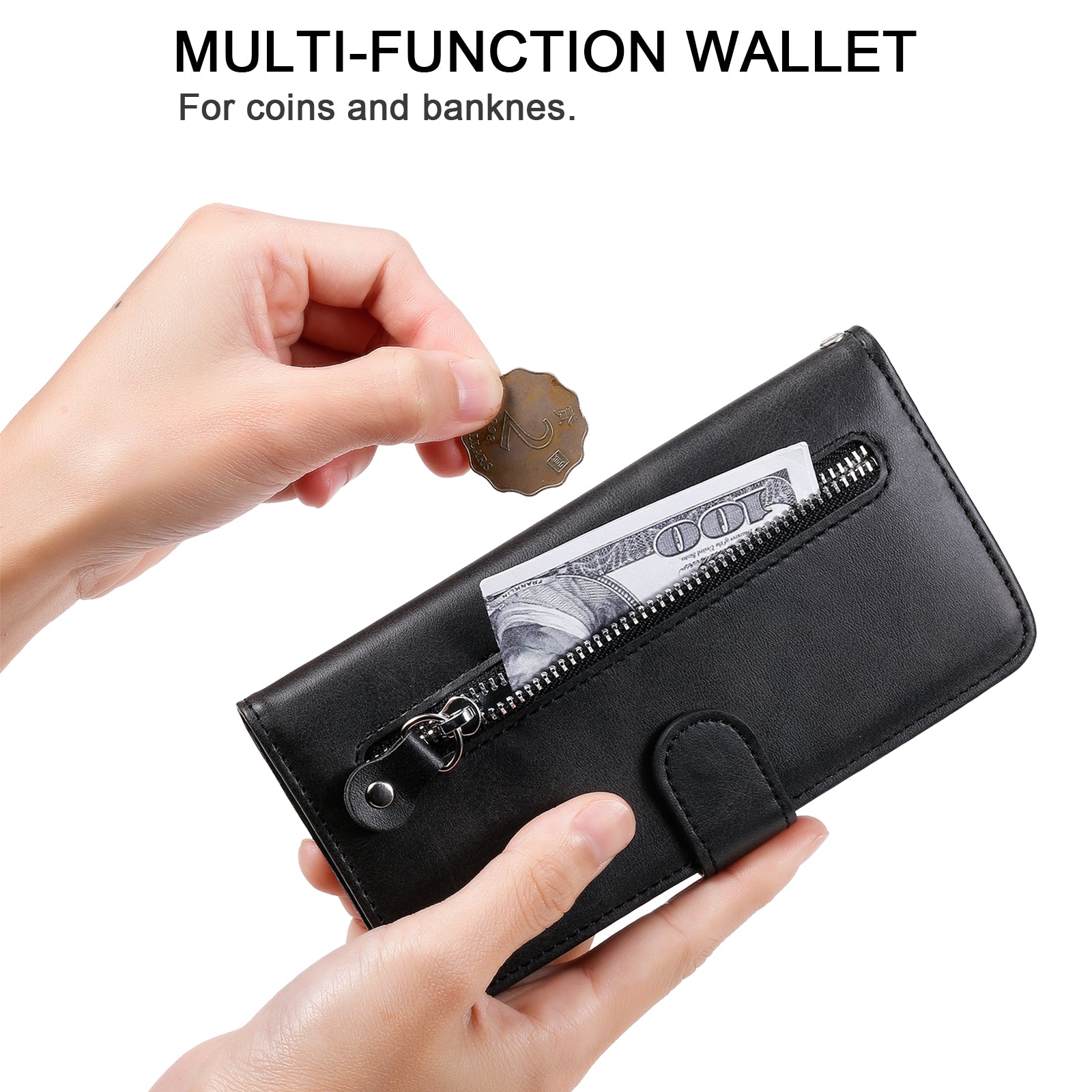For Oppo Reno11 F 5G / F25 Pro 5G Case Zipper Pocket Calf Texture Leather Wallet Phone Cover