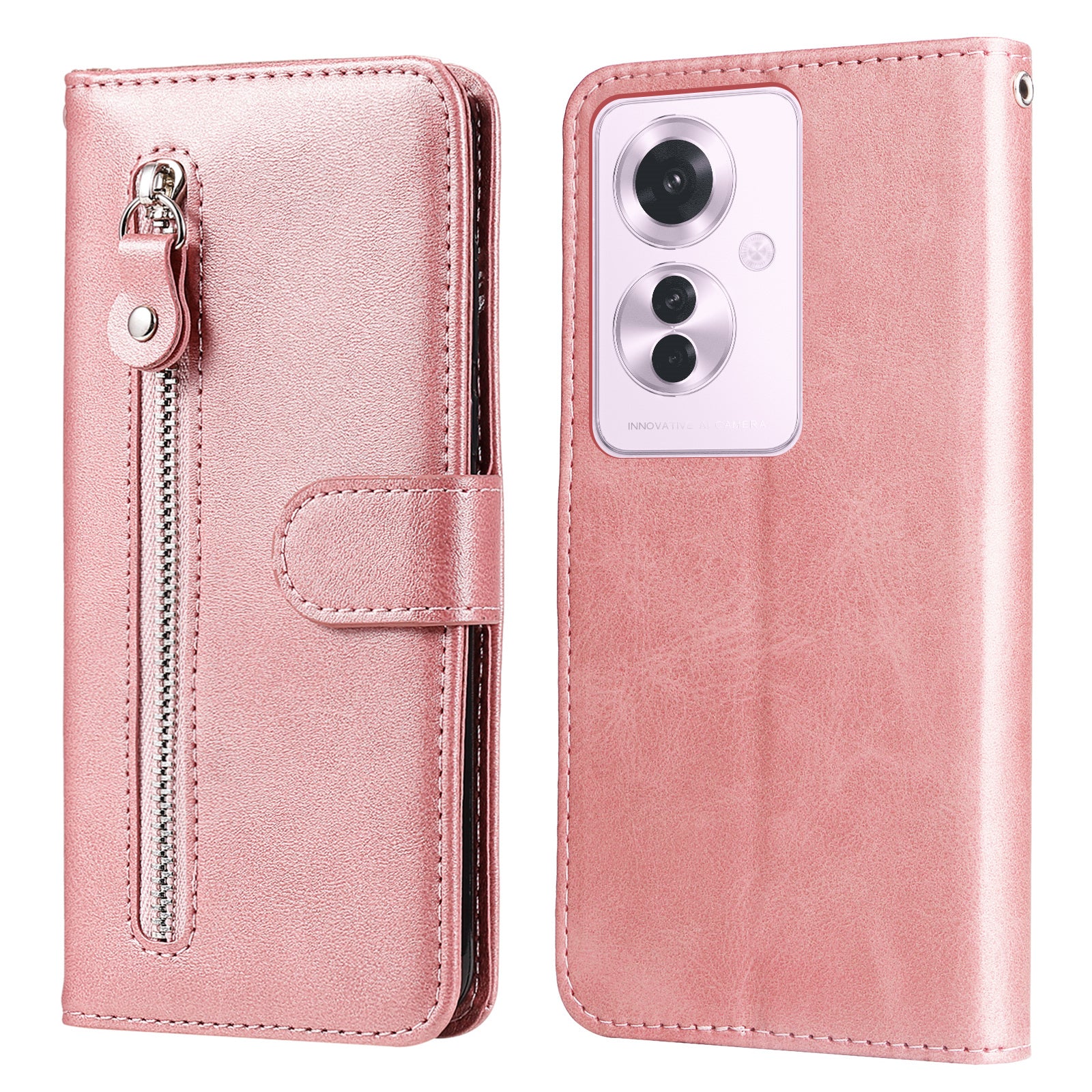 For Oppo Reno11 F 5G / F25 Pro 5G Case Zipper Pocket Calf Texture Leather Wallet Phone Cover