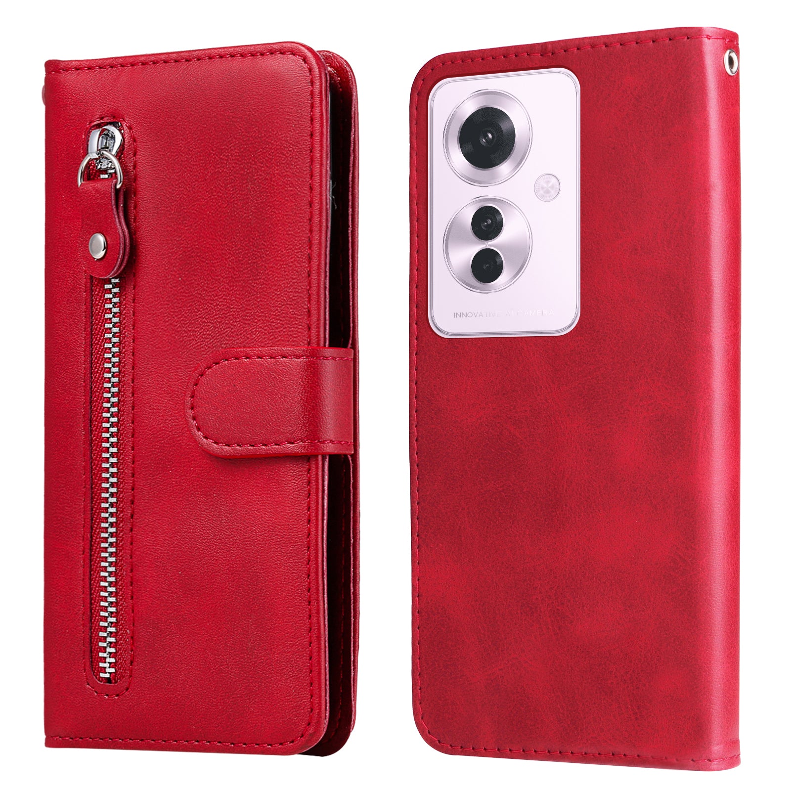 For Oppo Reno11 F 5G / F25 Pro 5G Case Zipper Pocket Calf Texture Leather Wallet Phone Cover
