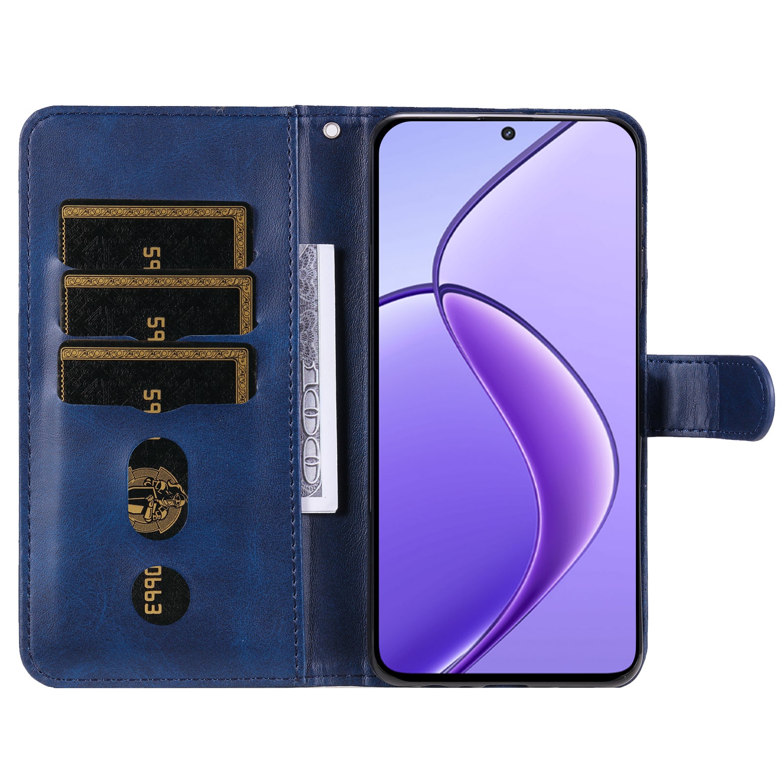 For Realme 12 Case Calf Texture Leather Wallet Phone Cover with Zipper Pocket