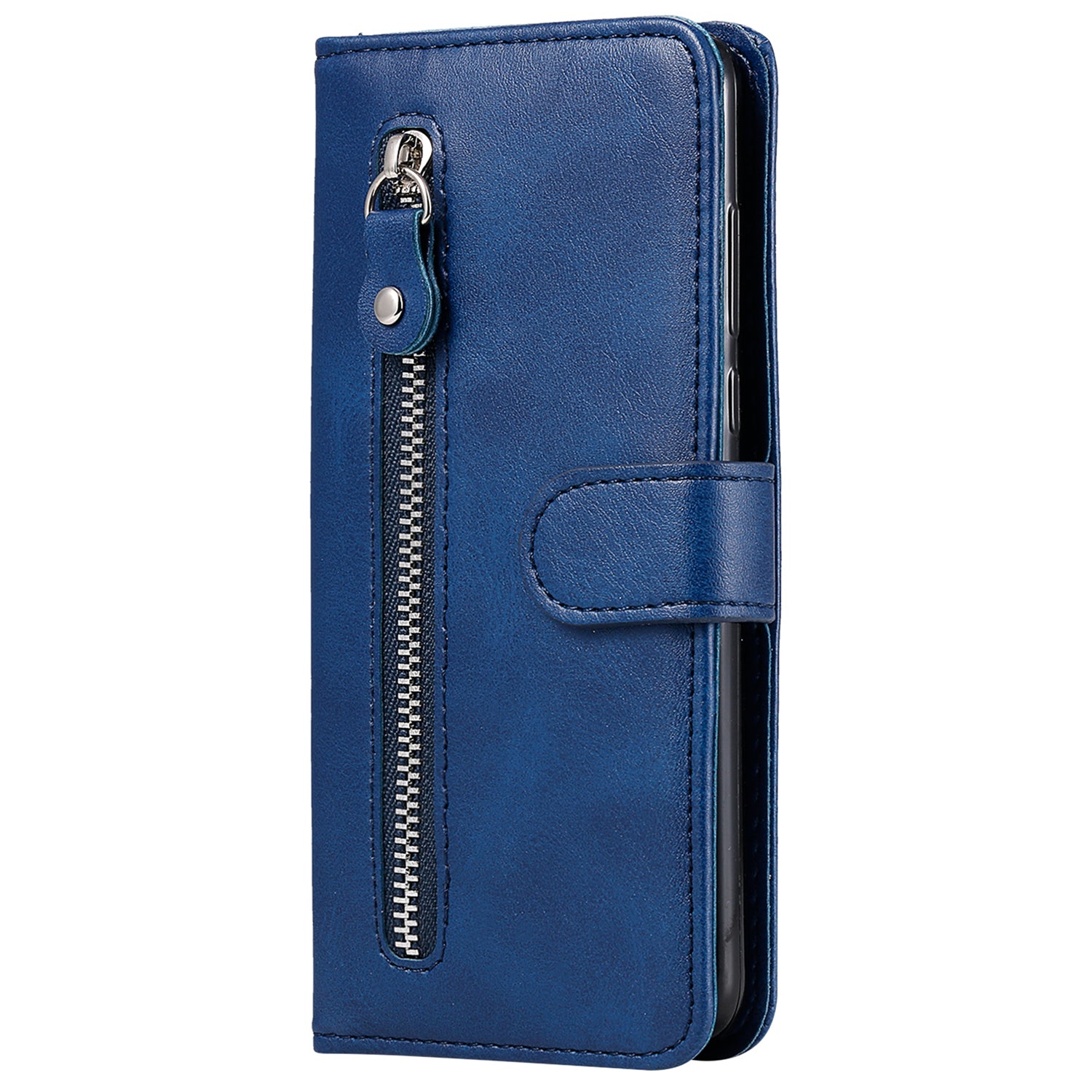 For Realme 12 Case Calf Texture Leather Wallet Phone Cover with Zipper Pocket