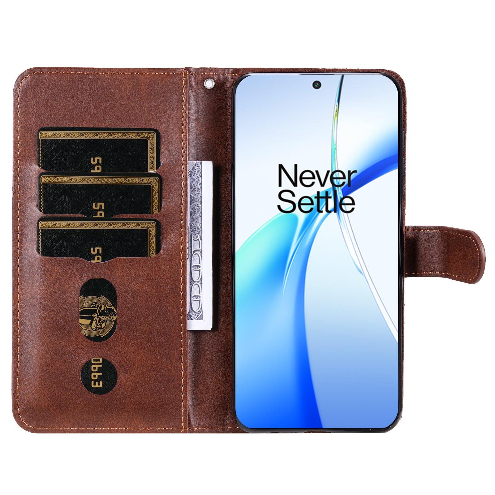 For OnePlus Ace 3V 5G Case Zipper Pocket Calf Texture Leather Folio Wallet Phone Cover