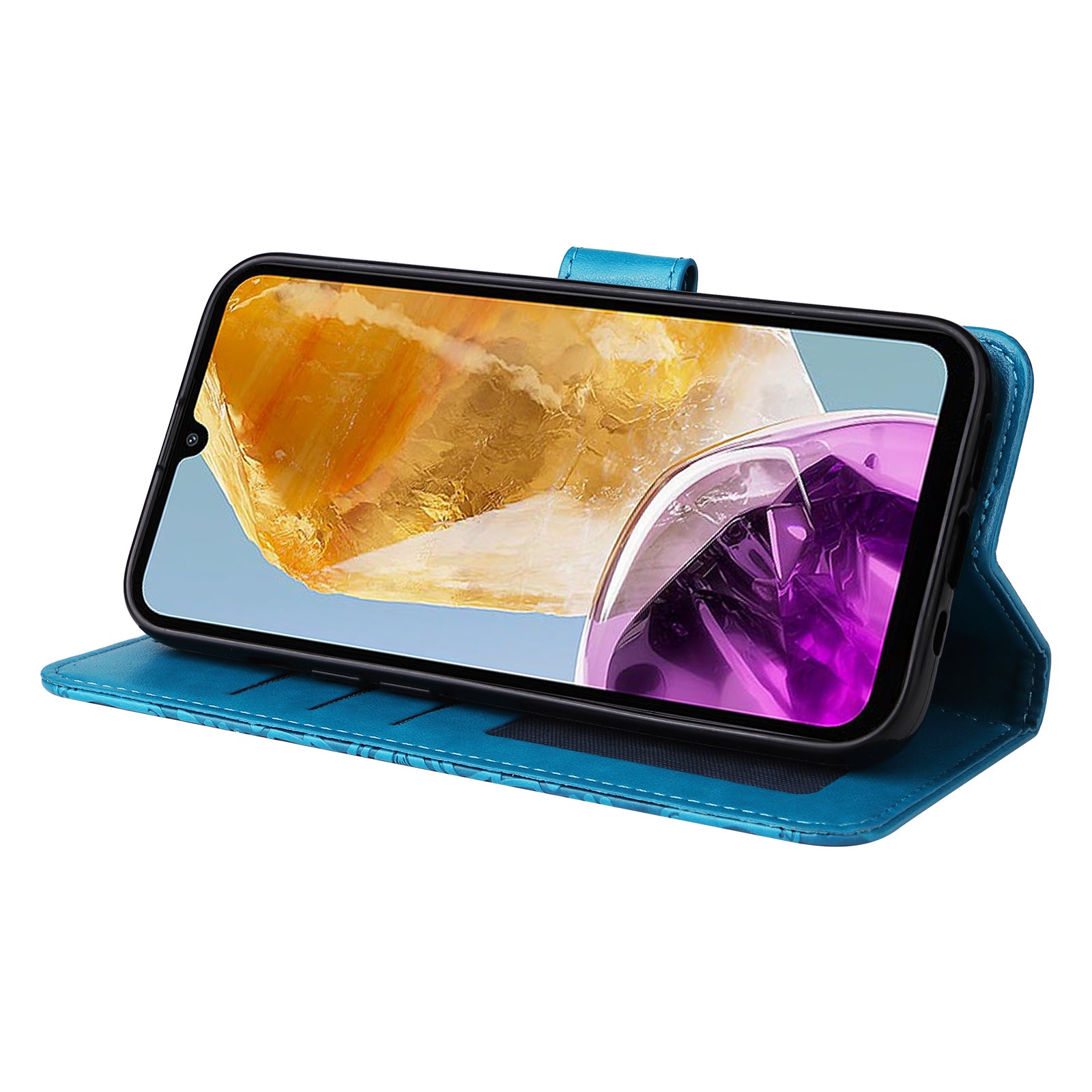 For Samsung Galaxy M15 5G / F15 5G PU Leather Phone Case Imprinted Sunflower Card Holder Stand Phone Cover