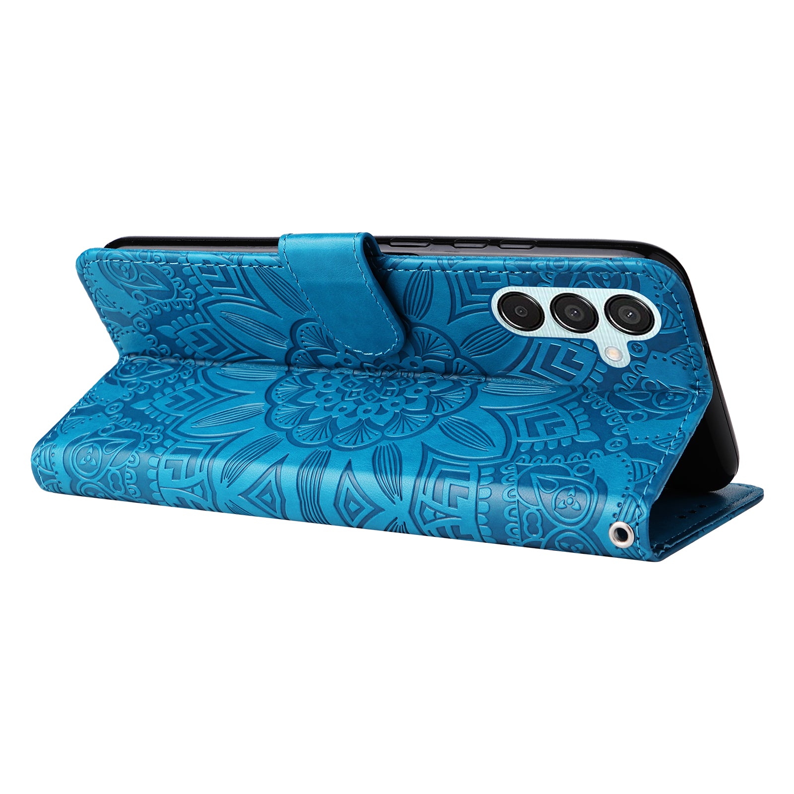 For Samsung Galaxy M15 5G / F15 5G PU Leather Phone Case Imprinted Sunflower Card Holder Stand Phone Cover