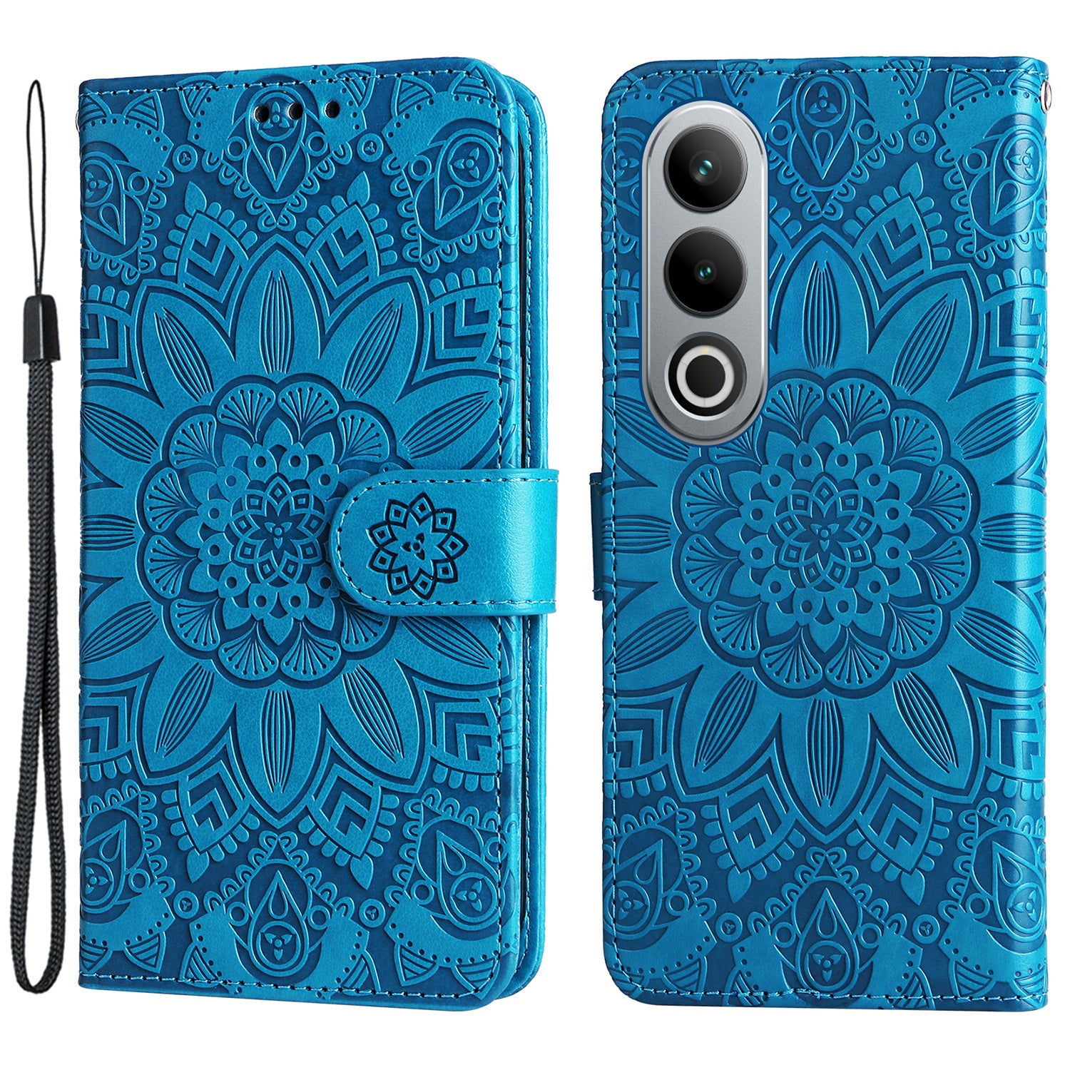 For OnePlus Ace 3V 5G Leather Case Wallet Style Imprinted Sunflower Cell Phone Cover