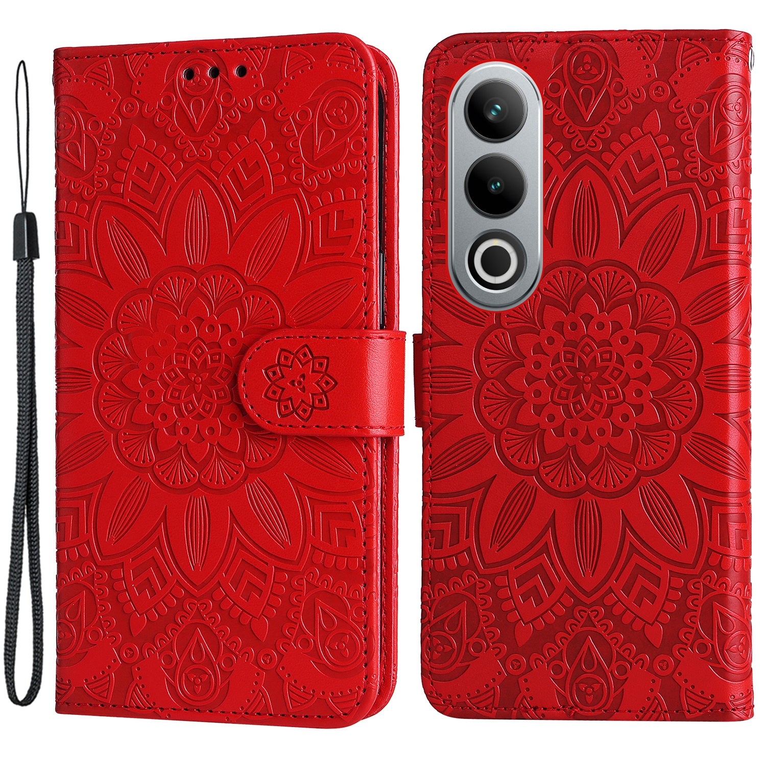 For OnePlus Ace 3V 5G Leather Case Wallet Style Imprinted Sunflower Cell Phone Cover
