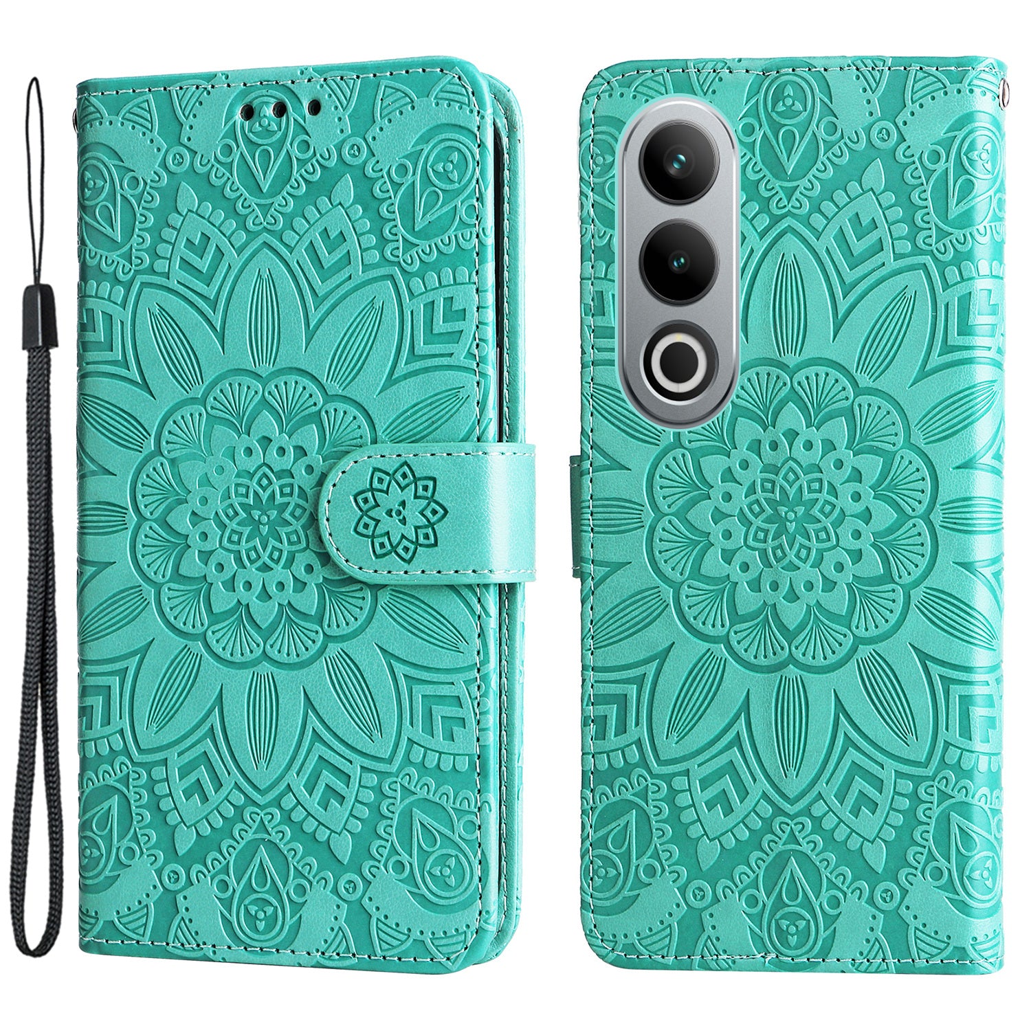 For OnePlus Ace 3V 5G Leather Case Wallet Style Imprinted Sunflower Cell Phone Cover