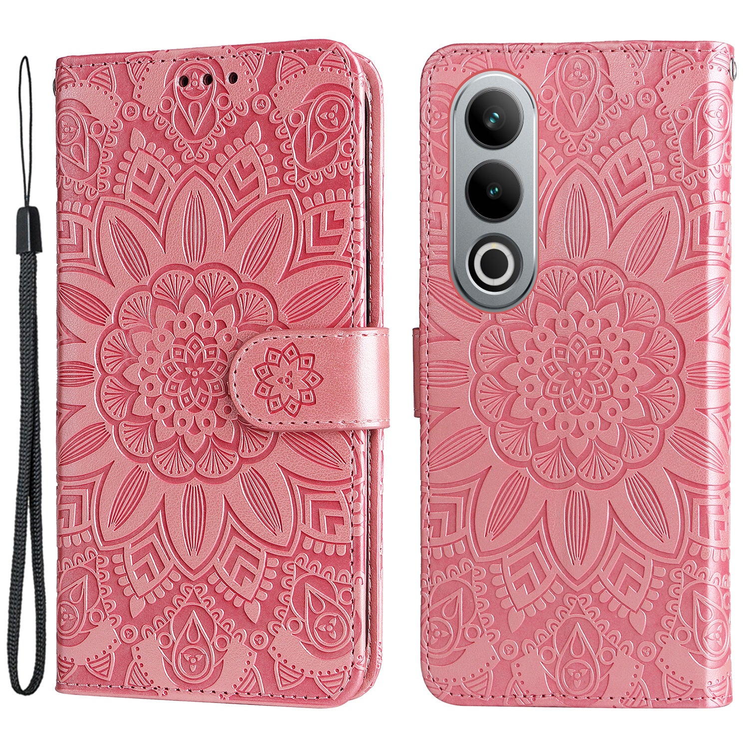 For OnePlus Ace 3V 5G Leather Case Wallet Style Imprinted Sunflower Cell Phone Cover