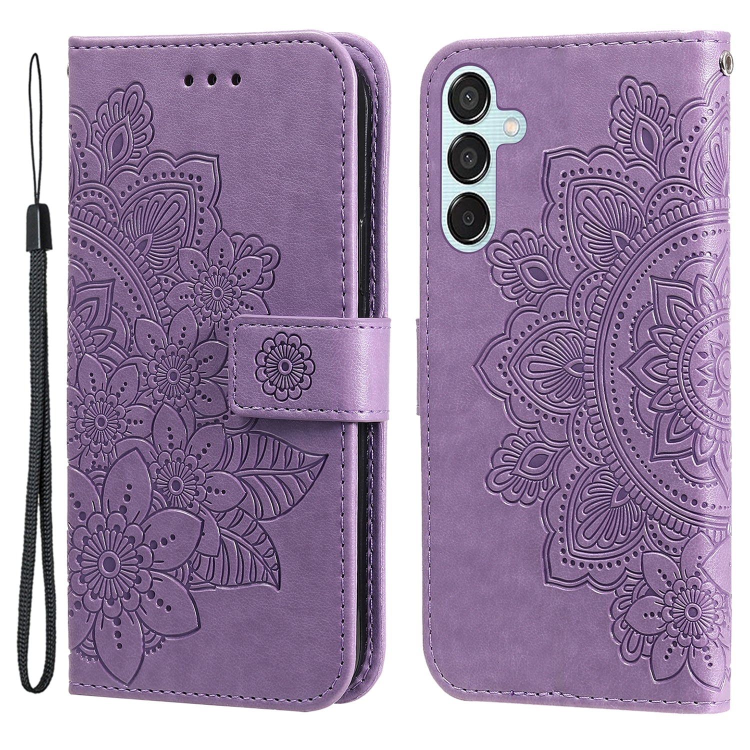 For Samsung Galaxy M15 5G / F15 5G Case Flower Pattern Wallet Stand PU Leather Phone Cover