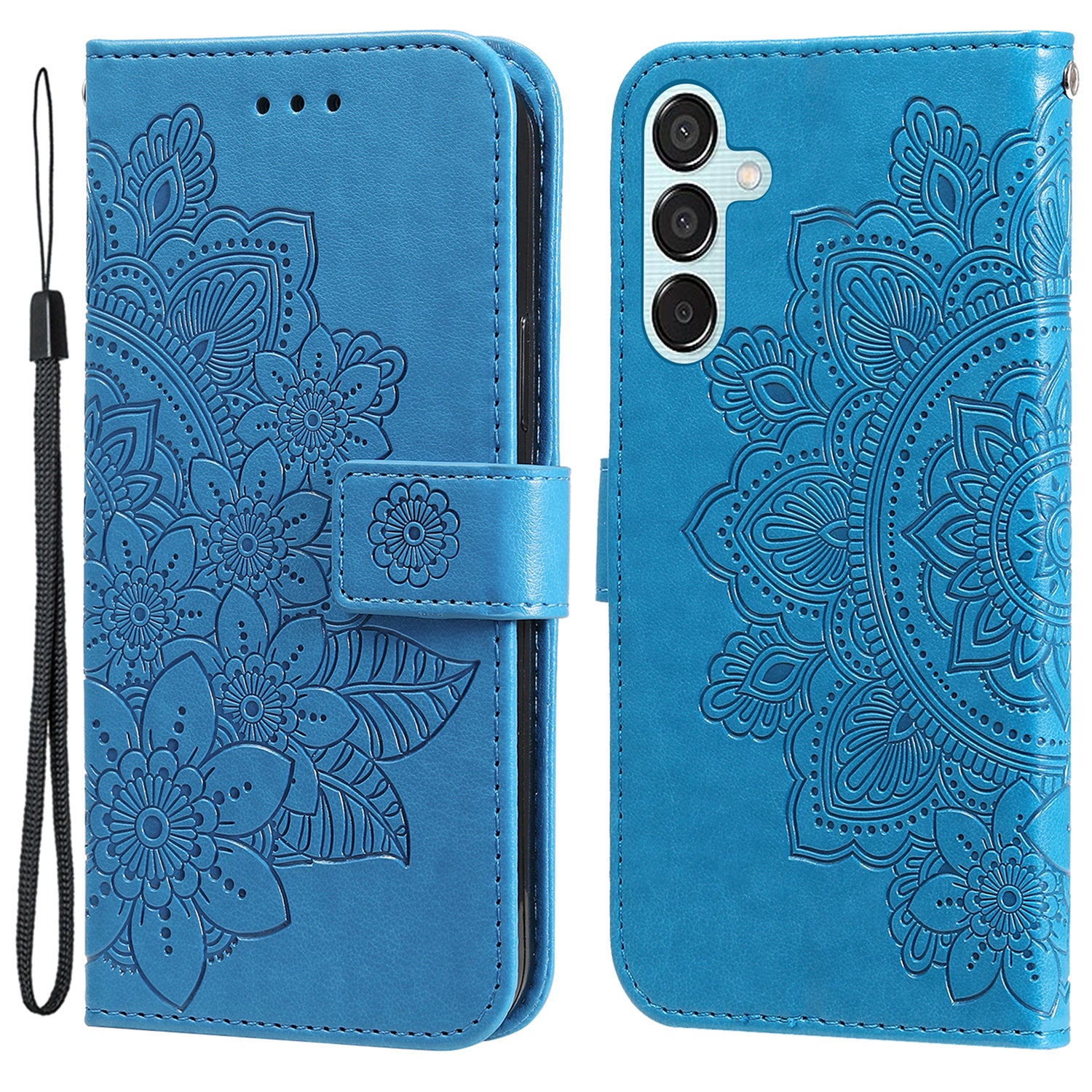For Samsung Galaxy M15 5G / F15 5G Case Flower Pattern Wallet Stand PU Leather Phone Cover