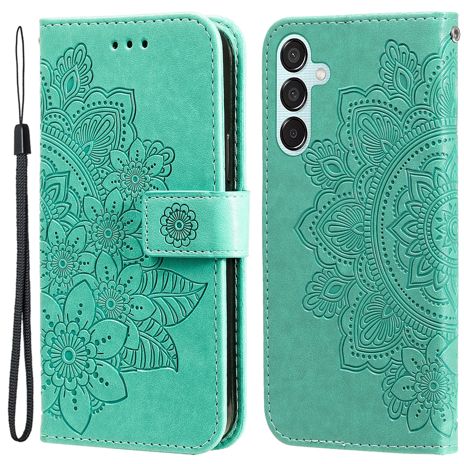 For Samsung Galaxy M15 5G / F15 5G Case Flower Pattern Wallet Stand PU Leather Phone Cover