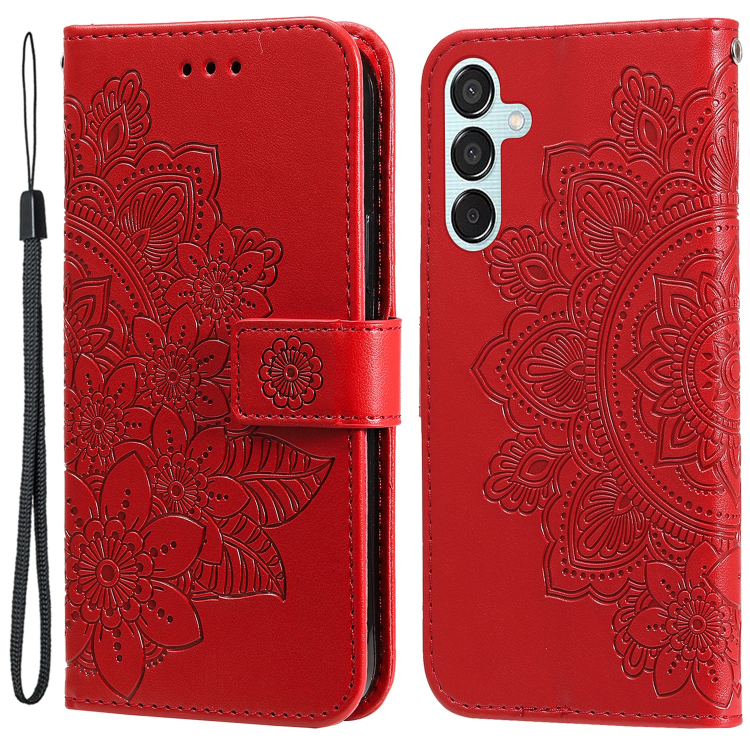 For Samsung Galaxy M15 5G / F15 5G Case Flower Pattern Wallet Stand PU Leather Phone Cover