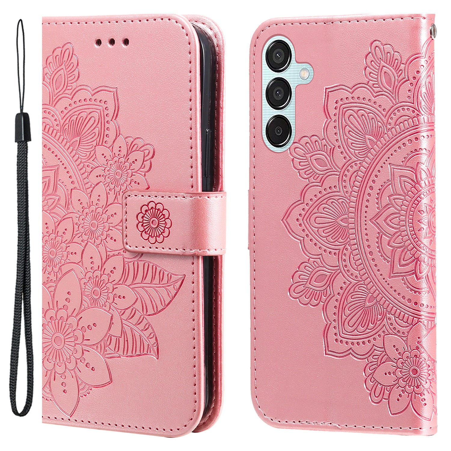 For Samsung Galaxy M15 5G / F15 5G Case Flower Pattern Wallet Stand PU Leather Phone Cover