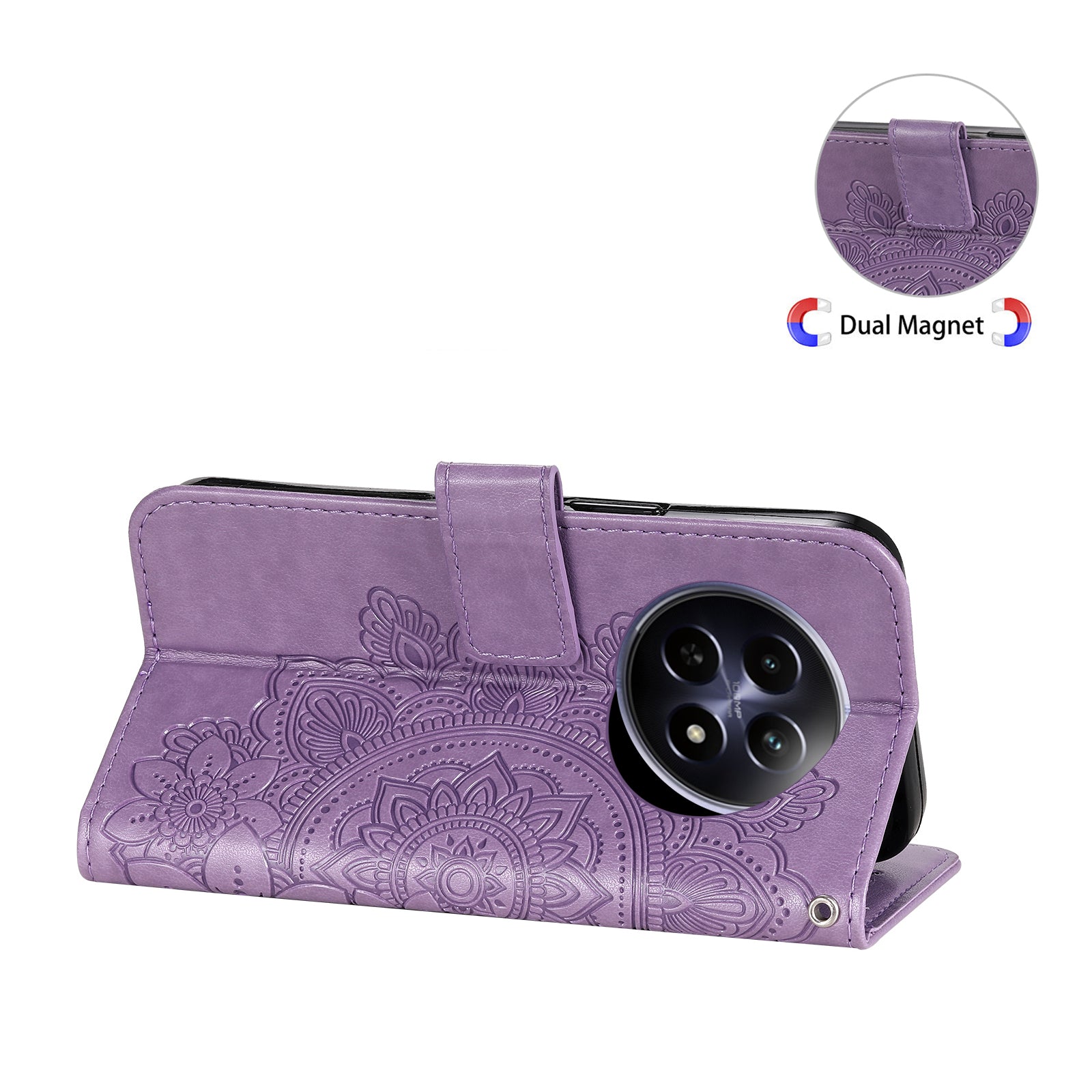 For Realme 12 Case Flower Pattern Wallet Stand PU Leather Phone Cover