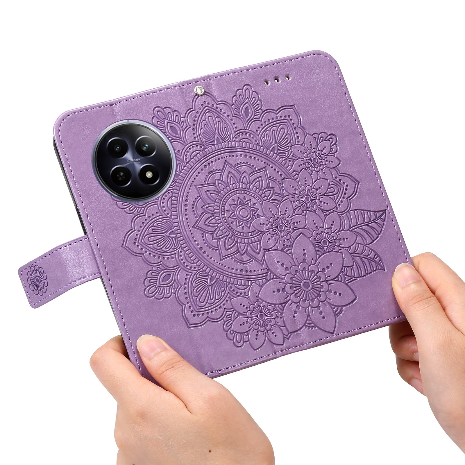 For Realme 12 Case Flower Pattern Wallet Stand PU Leather Phone Cover