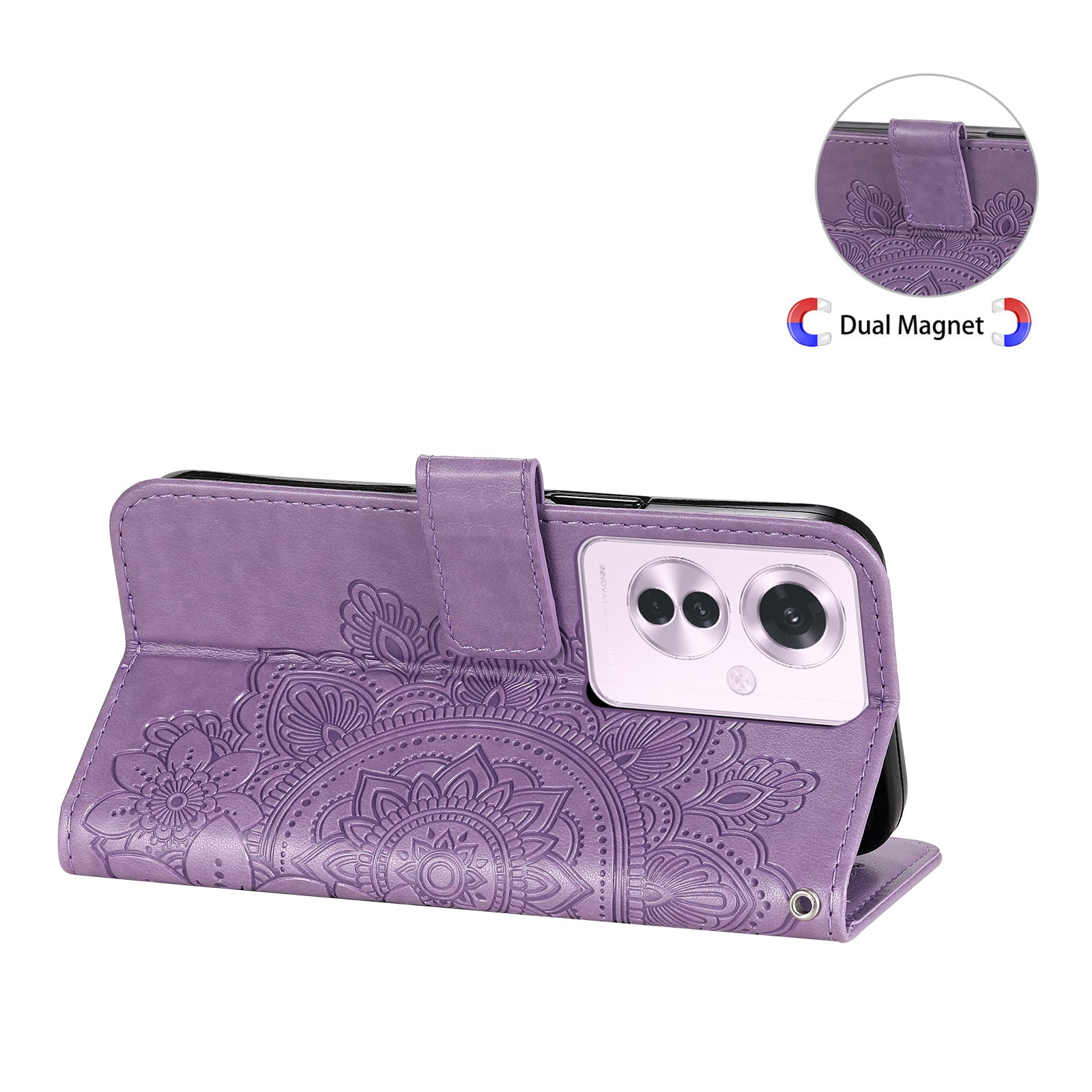 For Oppo Reno11 F 5G / F25 Pro 5G Magnetic Phone Case Imprinted Flower Pattern Anti-fall Cover