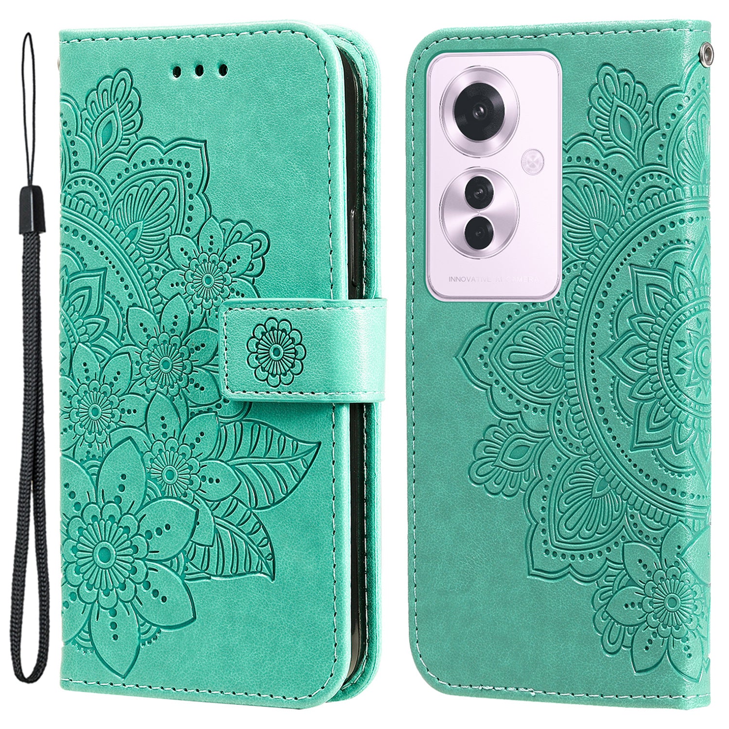 For Oppo Reno11 F 5G / F25 Pro 5G Magnetic Phone Case Imprinted Flower Pattern Anti-fall Cover