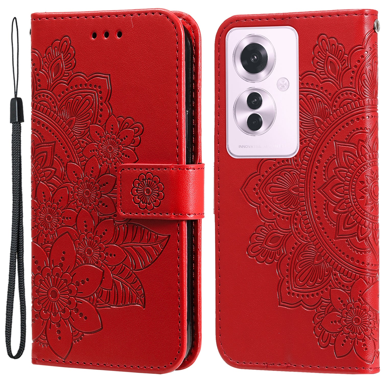 For Oppo Reno11 F 5G / F25 Pro 5G Magnetic Phone Case Imprinted Flower Pattern Anti-fall Cover