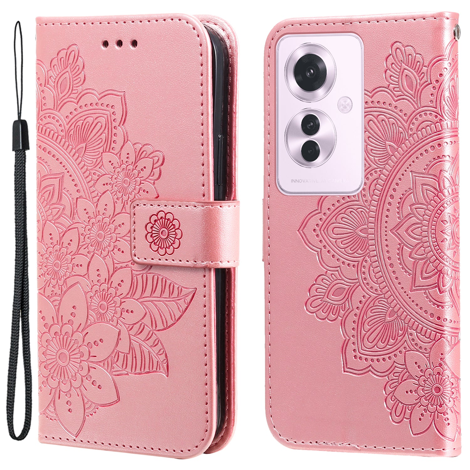 For Oppo Reno11 F 5G / F25 Pro 5G Magnetic Phone Case Imprinted Flower Pattern Anti-fall Cover