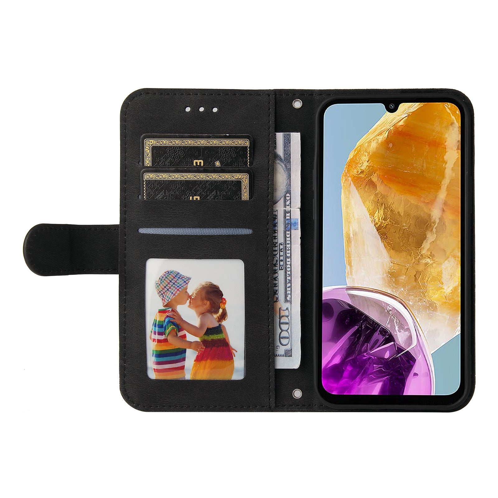 For Samsung Galaxy M15 5G / F15 5G Wallet Case Skin-touch Feel Leather Phone Cover
