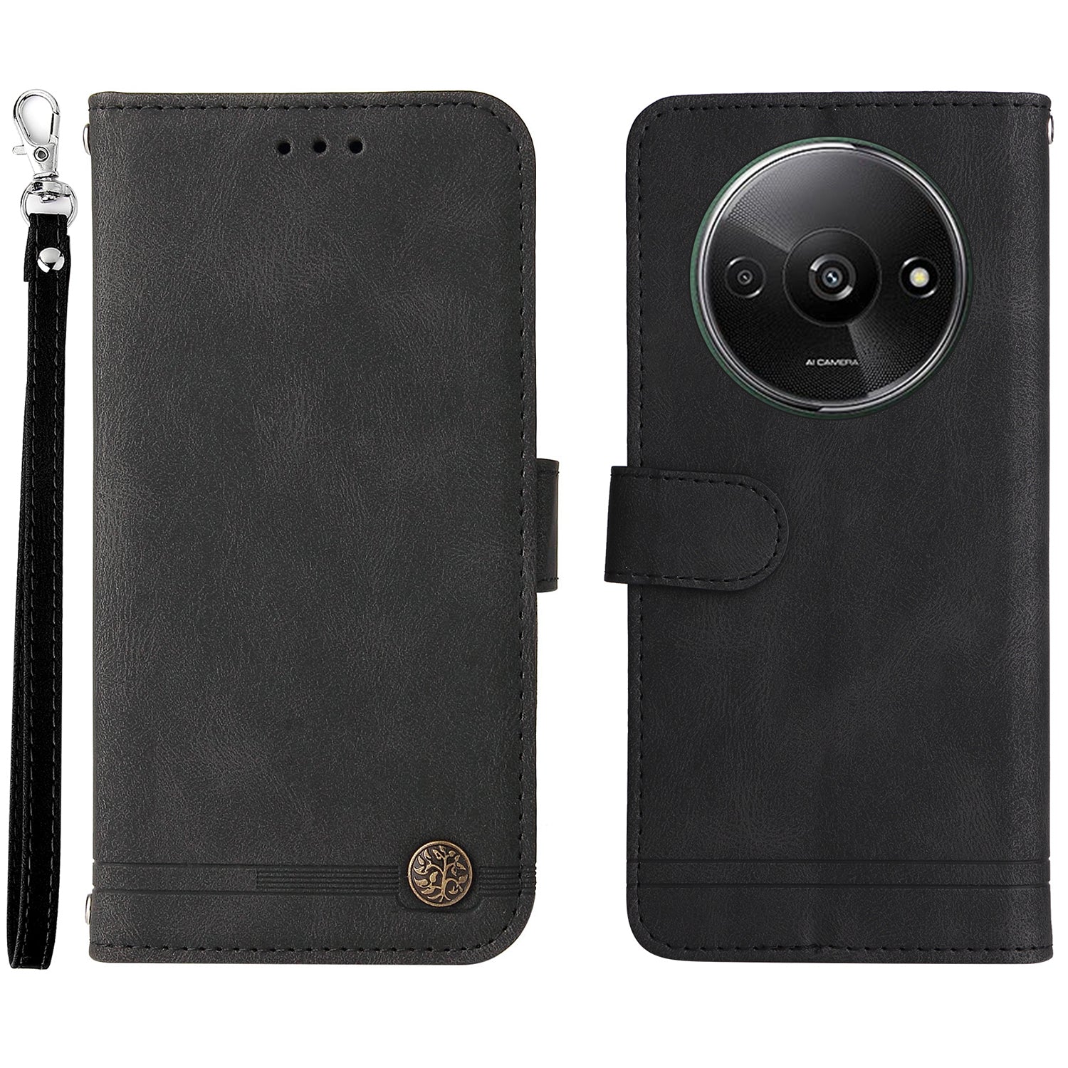 For Realme 12 Case Magnetic Buckle Skin-Touch PU Leather Flip Phone Cover