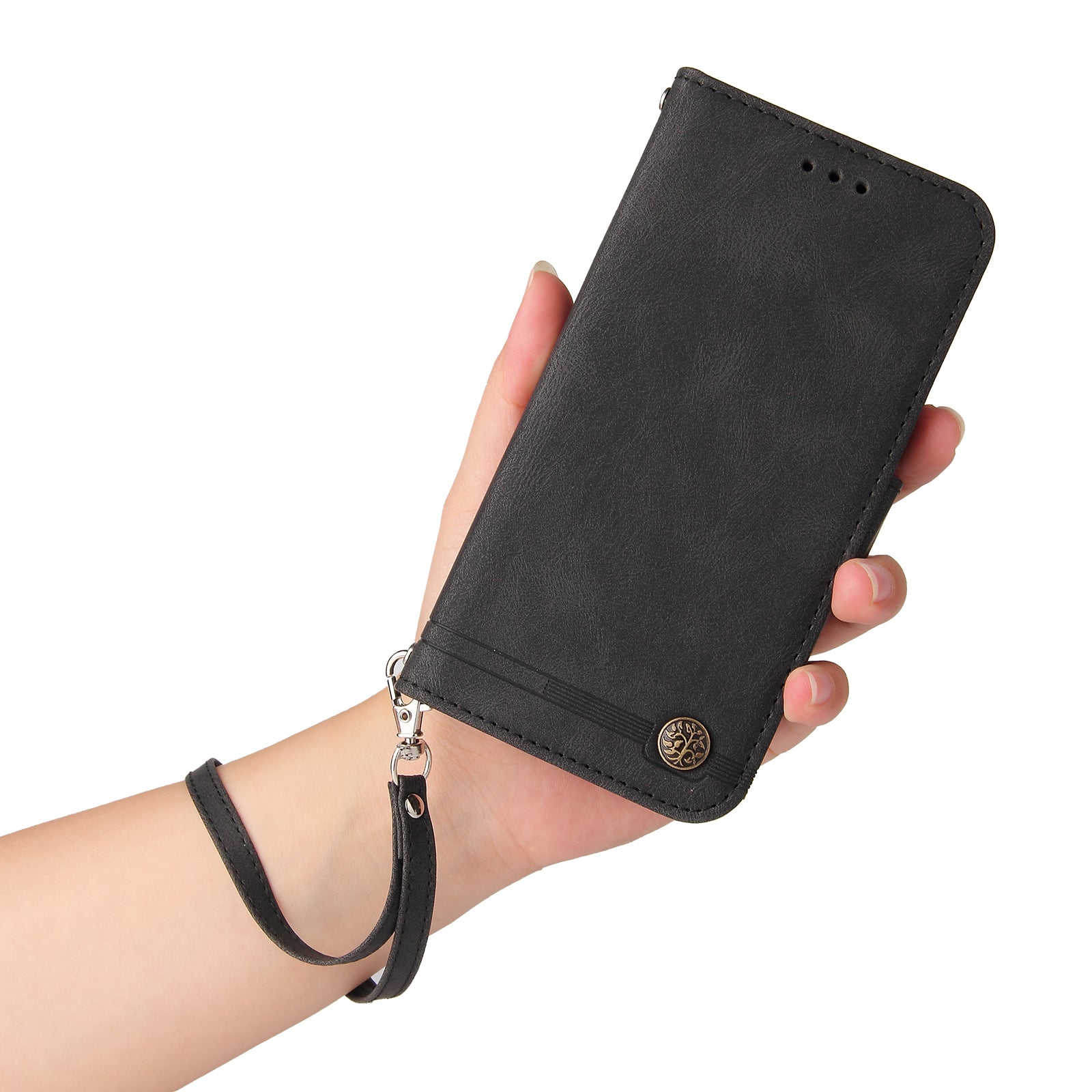 For Realme 12 Case Magnetic Buckle Skin-Touch PU Leather Flip Phone Cover