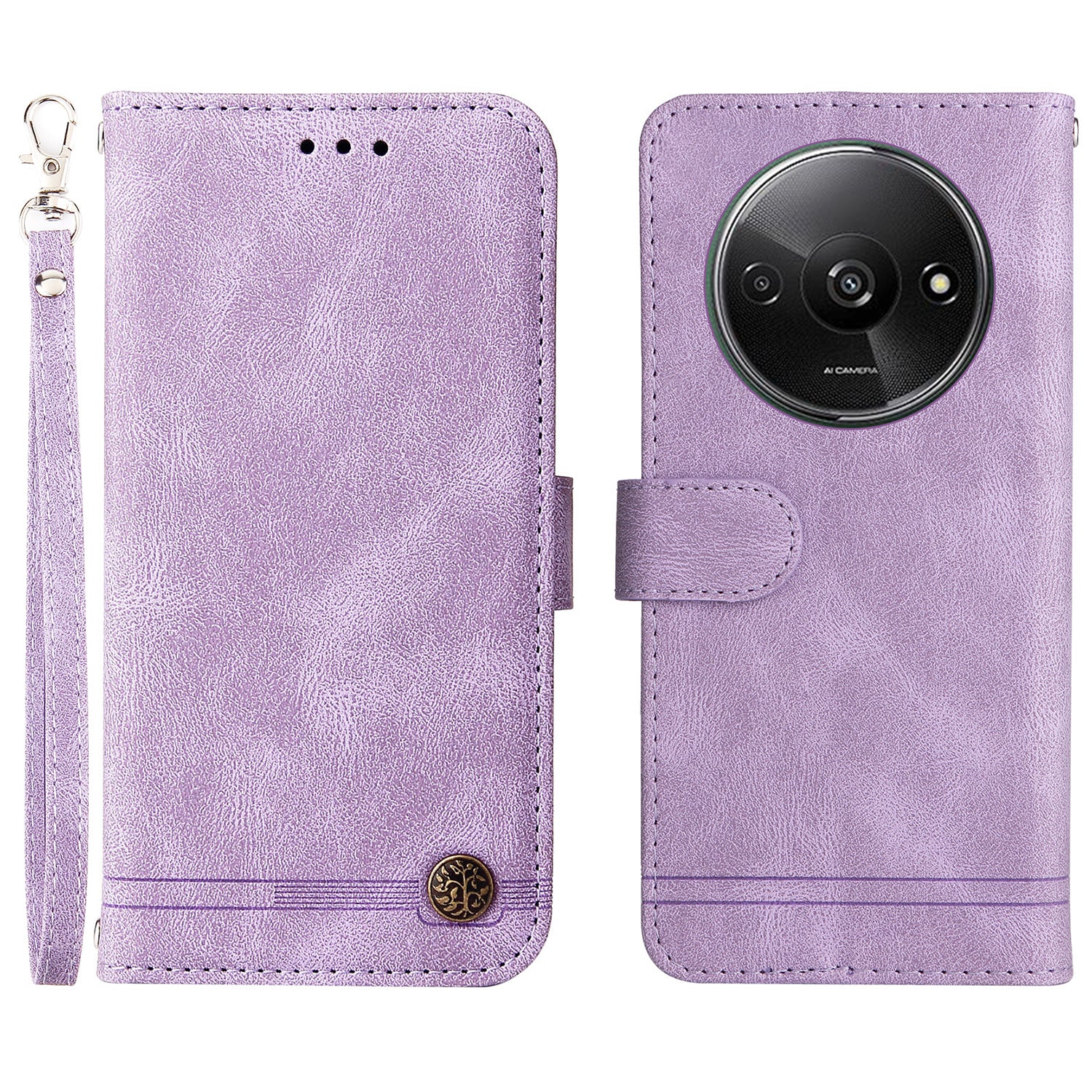 For Realme 12 Case Magnetic Buckle Skin-Touch PU Leather Flip Phone Cover