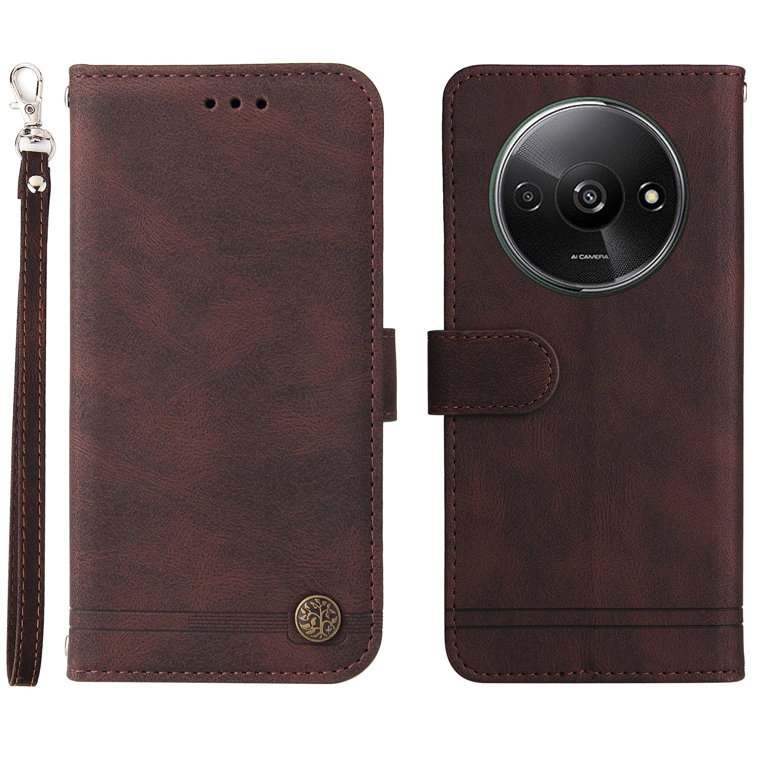 For Realme 12 Case Magnetic Buckle Skin-Touch PU Leather Flip Phone Cover