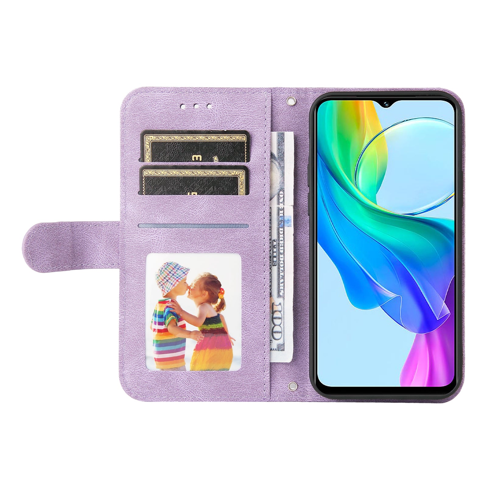 For vivo Y03 Case Skin-touch PU Leather Phone Stand Cover