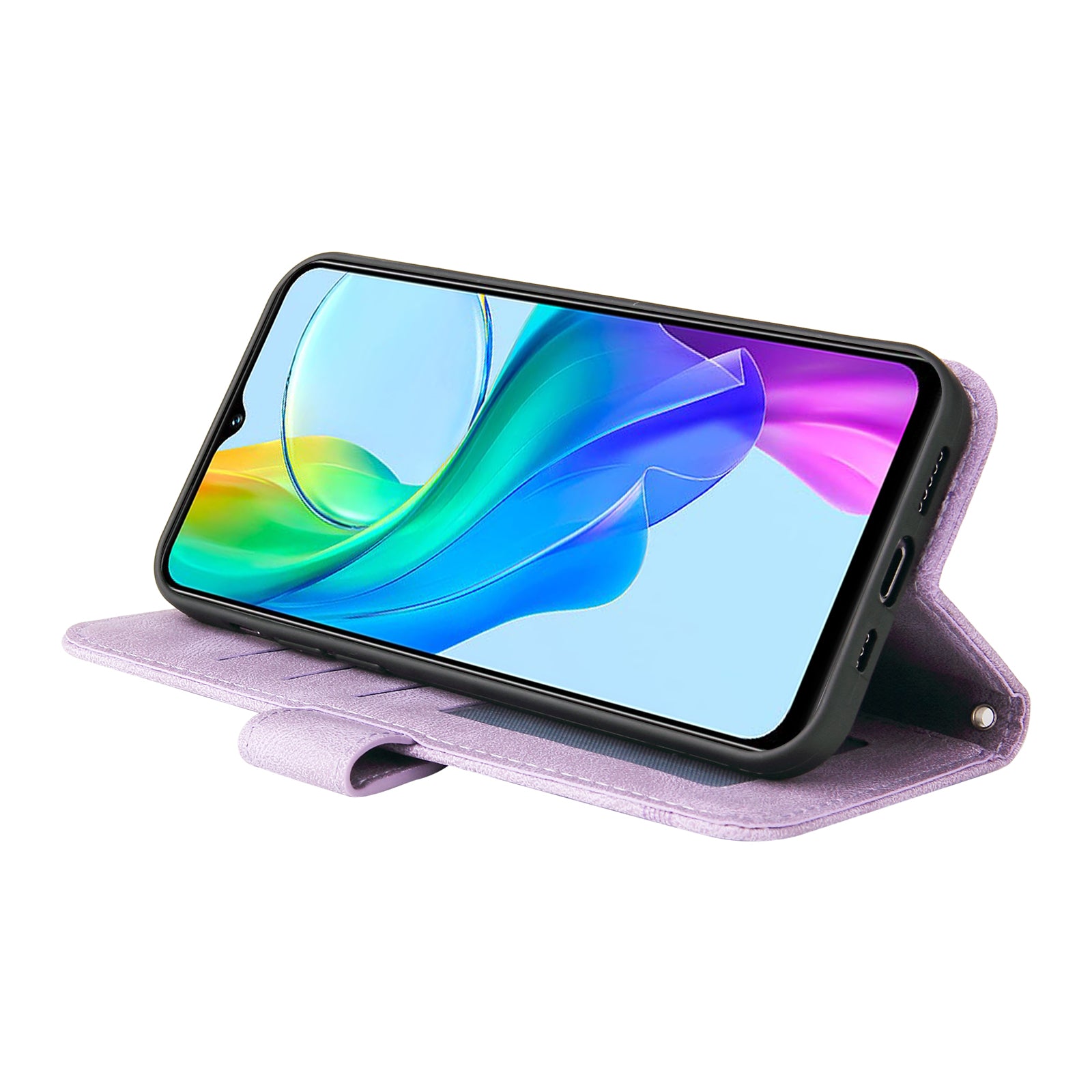 For vivo Y03 Case Skin-touch PU Leather Phone Stand Cover