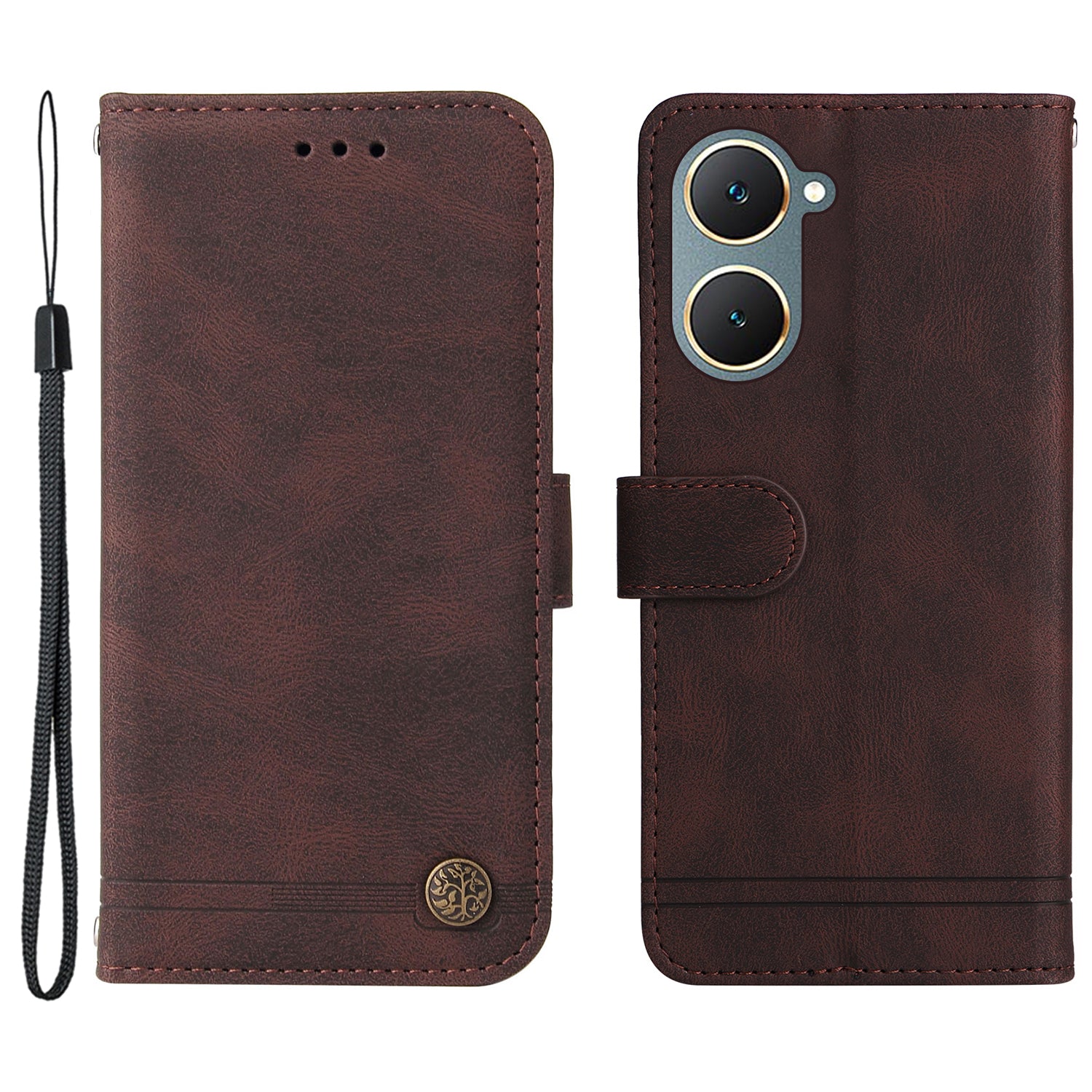 For vivo Y03 Case Skin-touch PU Leather Phone Stand Cover