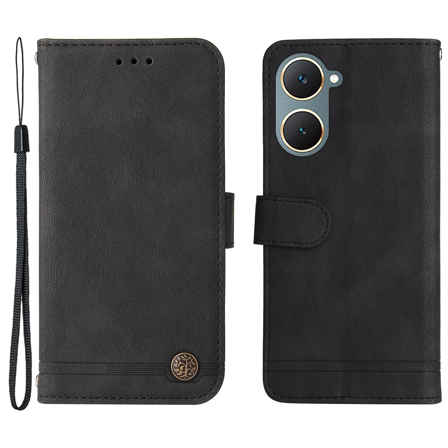 For vivo Y03 Case Skin-touch PU Leather Phone Stand Cover