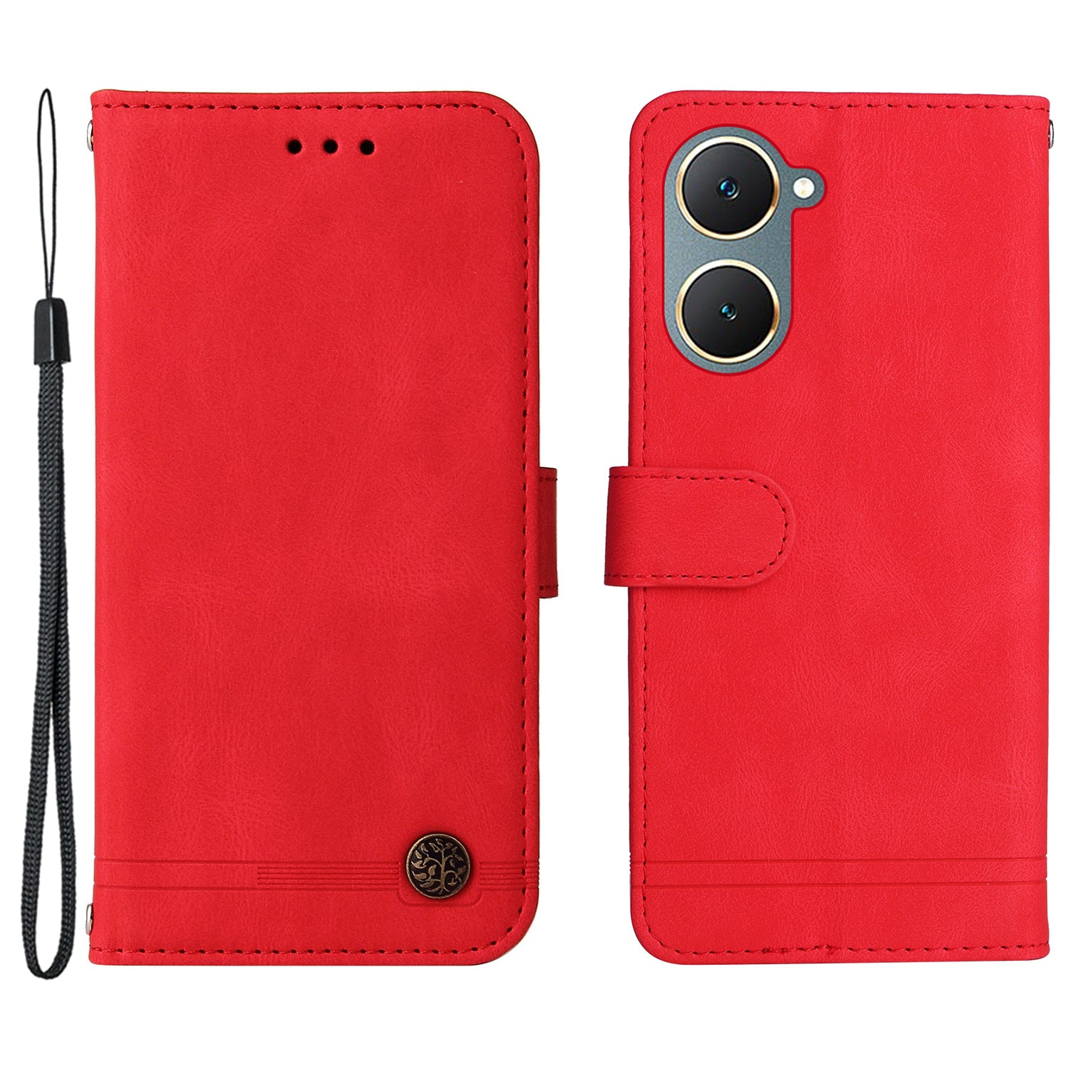 For vivo Y03 Case Skin-touch PU Leather Phone Stand Cover