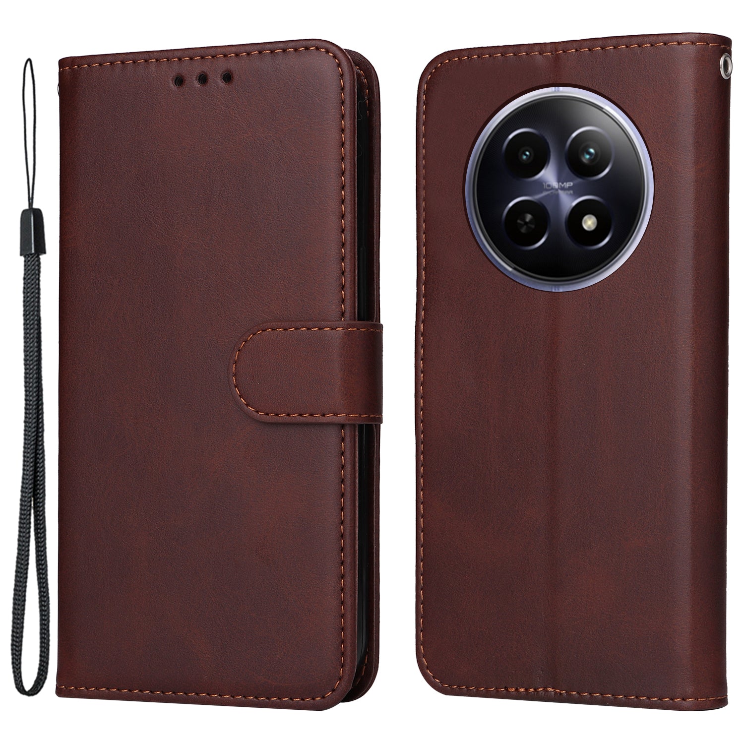 For Realme 12 Case Leather 3 Card Slots Phone Cover with Viewing Stand