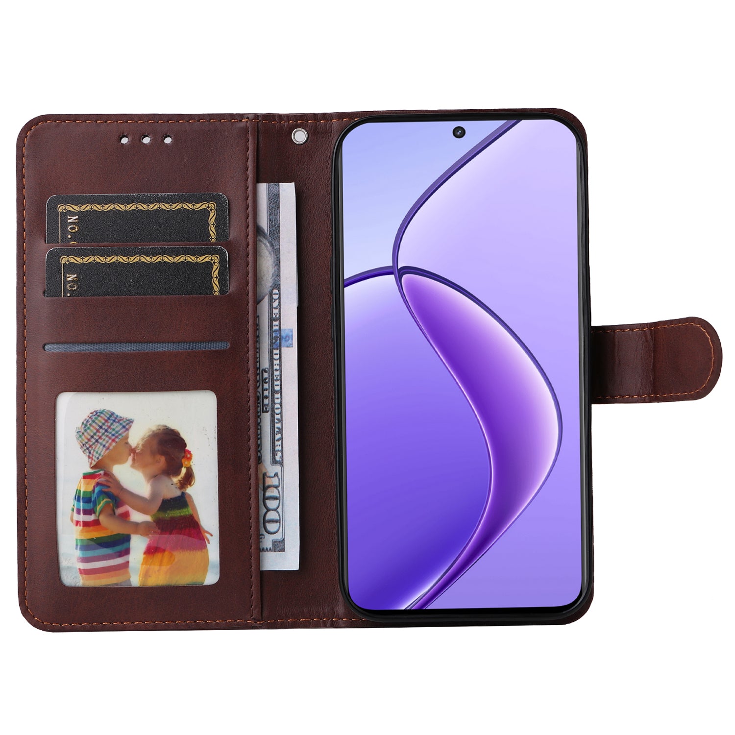 For Realme 12 Case Leather 3 Card Slots Phone Cover with Viewing Stand