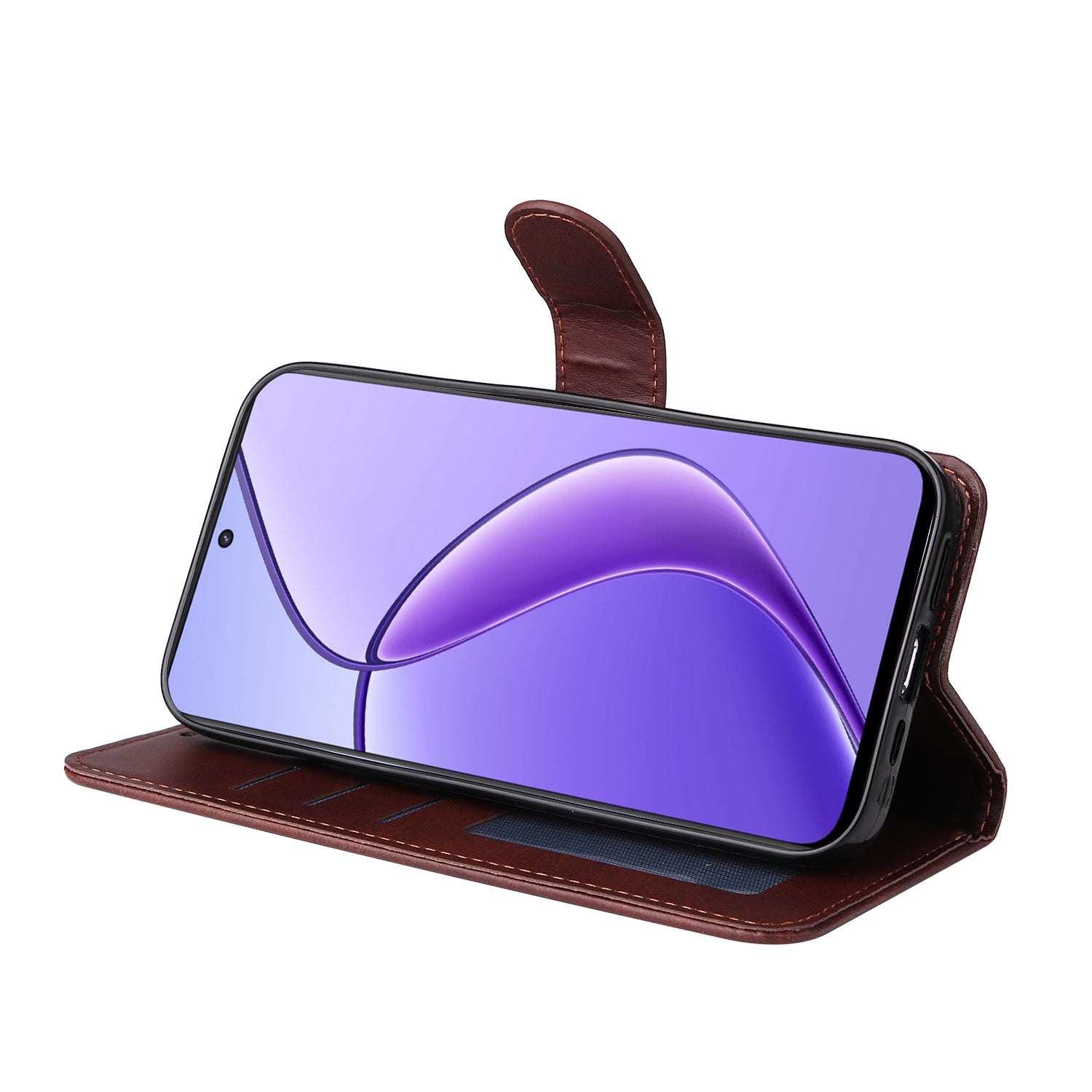 For Realme 12 Case Leather 3 Card Slots Phone Cover with Viewing Stand