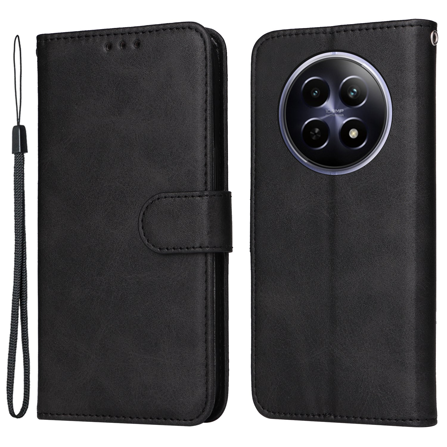 For Realme 12 Case Leather 3 Card Slots Phone Cover with Viewing Stand