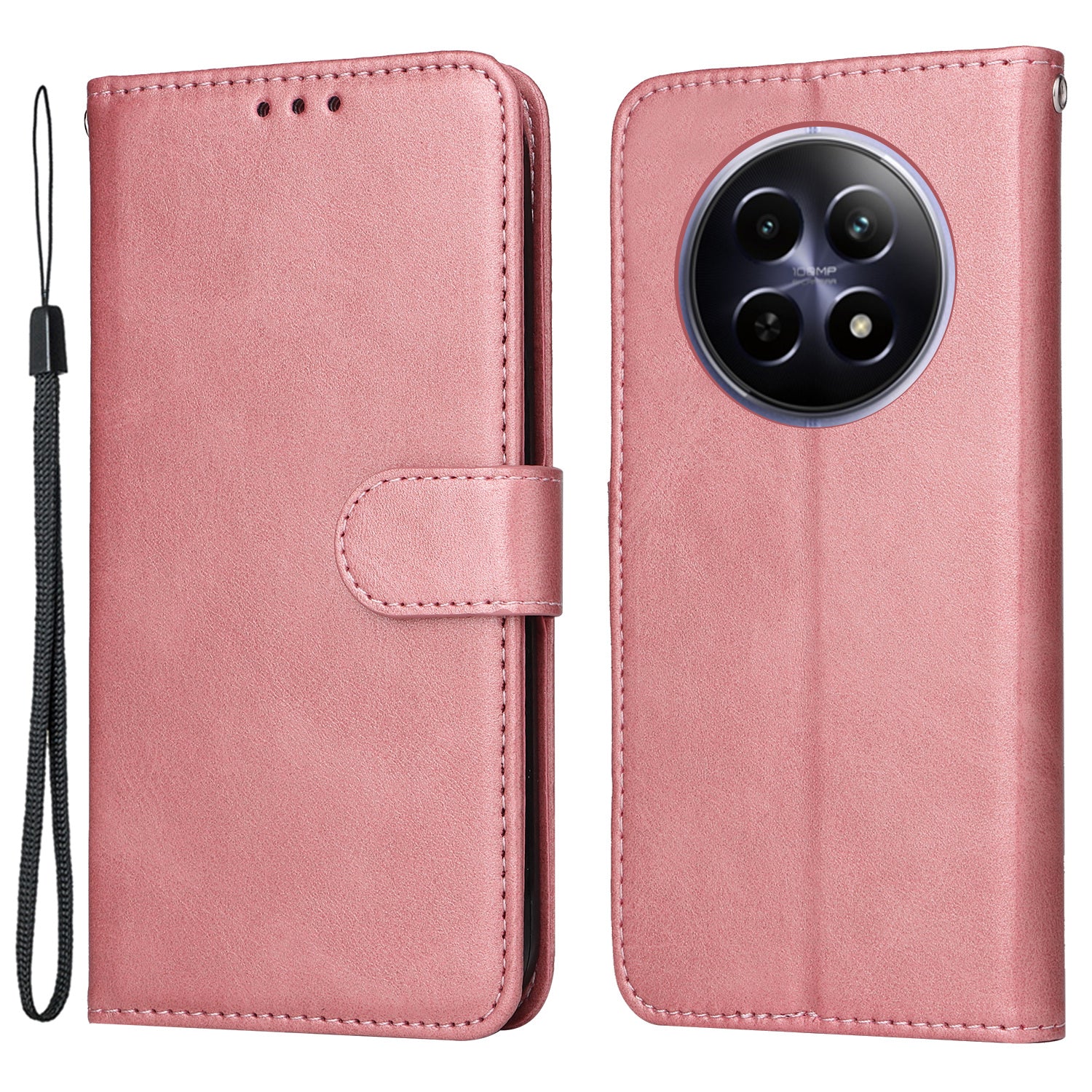 For Realme 12 Case Leather 3 Card Slots Phone Cover with Viewing Stand