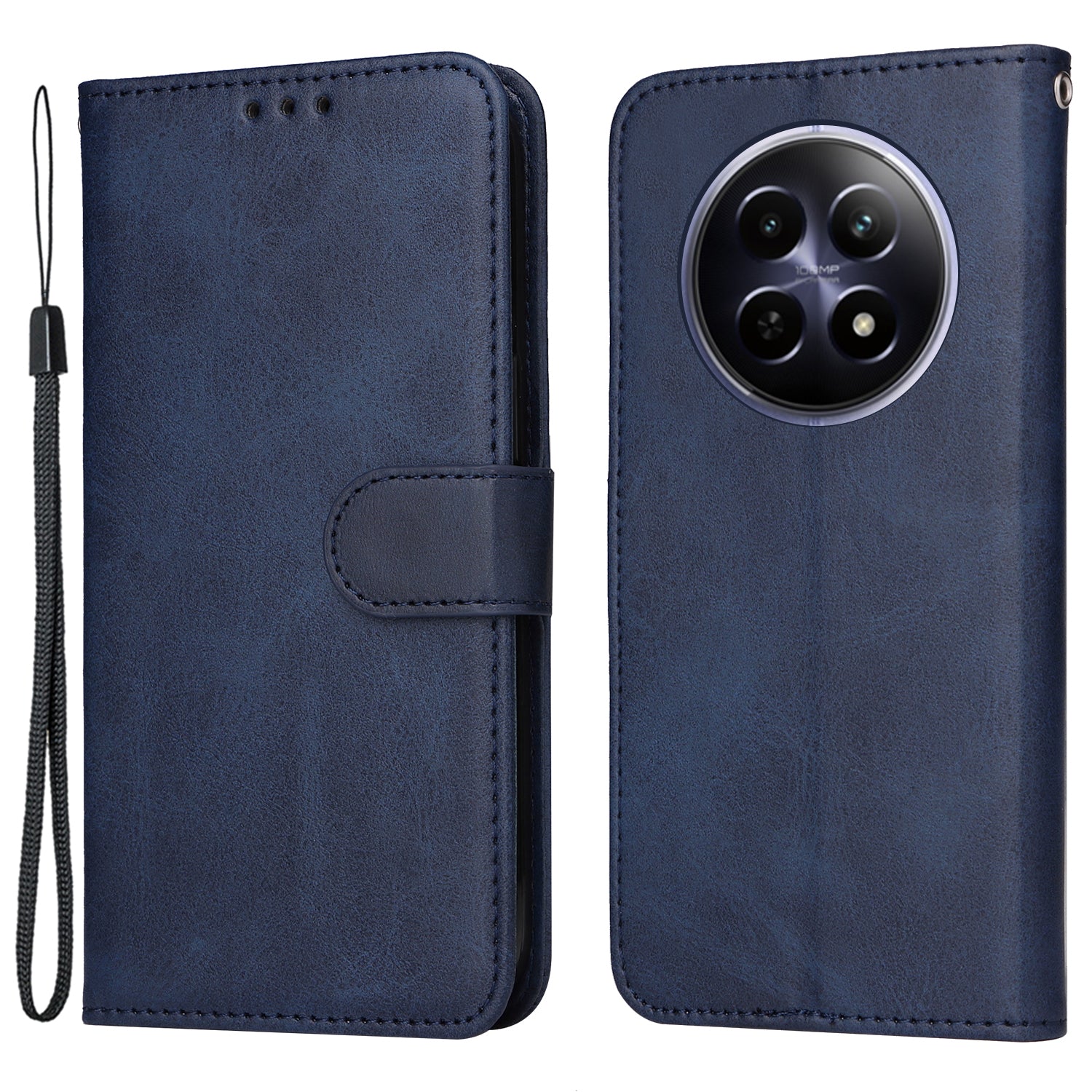 For Realme 12 Case Leather 3 Card Slots Phone Cover with Viewing Stand