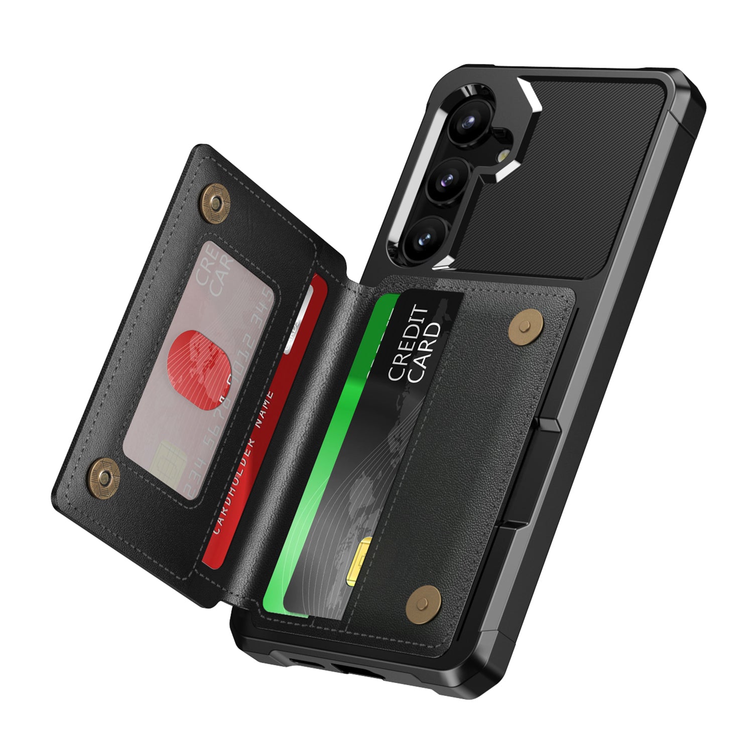 For Samsung Galaxy S24+ Case Card Holder PU Leather+TPU Scratch-proof Phone Cover