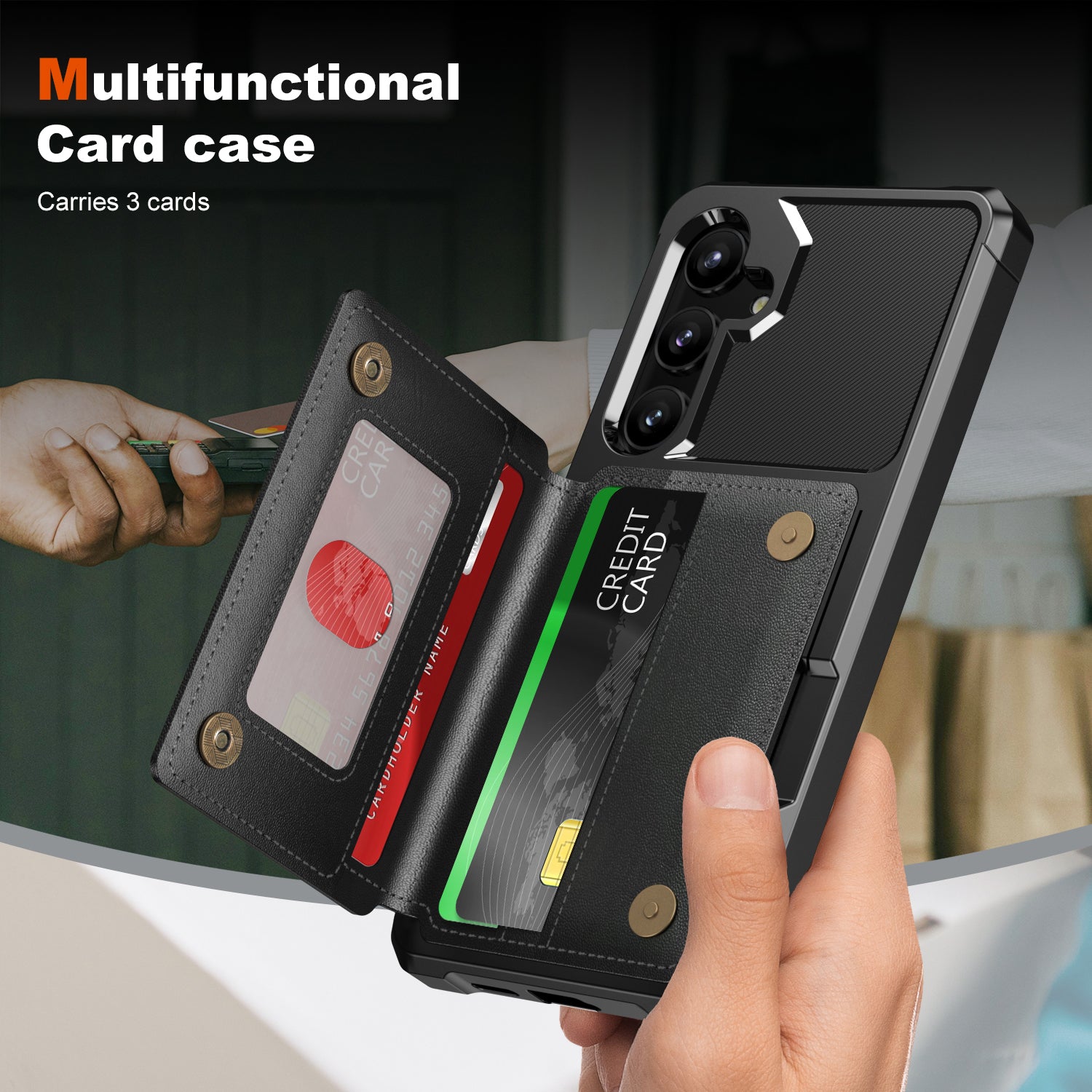 For Samsung Galaxy S24+ Case Card Holder PU Leather+TPU Scratch-proof Phone Cover