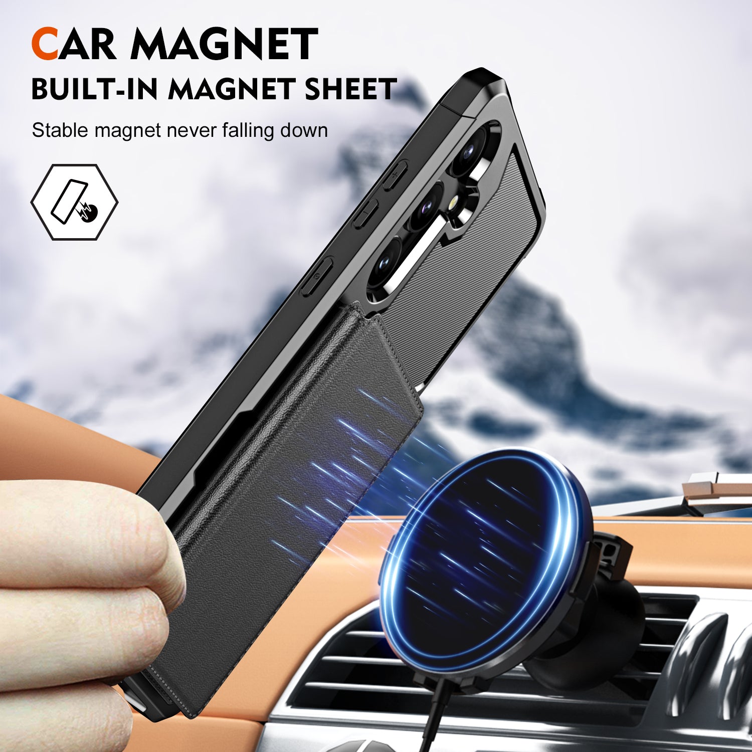 For Samsung Galaxy S24+ Case Card Holder PU Leather+TPU Scratch-proof Phone Cover