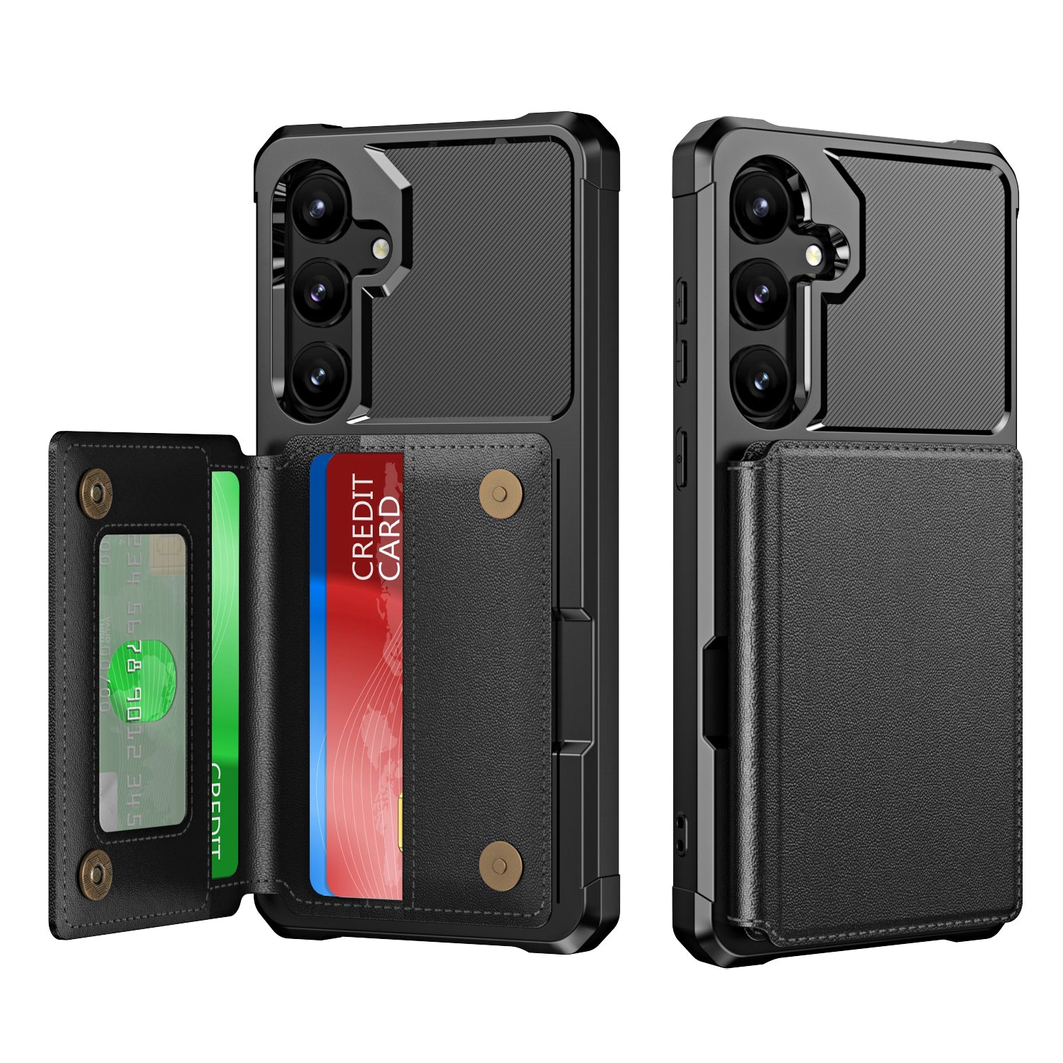 For Samsung Galaxy S24 Case PU Leather+TPU Card Slots Shockproof Phone Cover